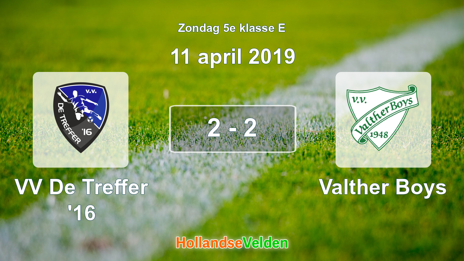 Gespeelde wedstrijd: VV De Treffer '16 - Valther Boys 2 - 2 (11 april 2019)