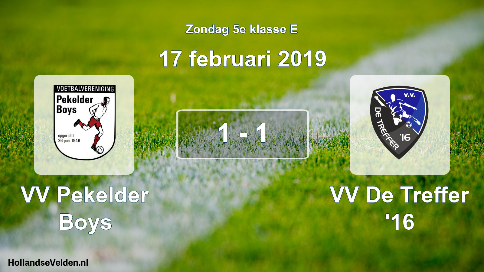 Gespeelde wedstrijd: VV Pekelder Boys - VV De Treffer '16 1 - 1 (17 februari 2019)
