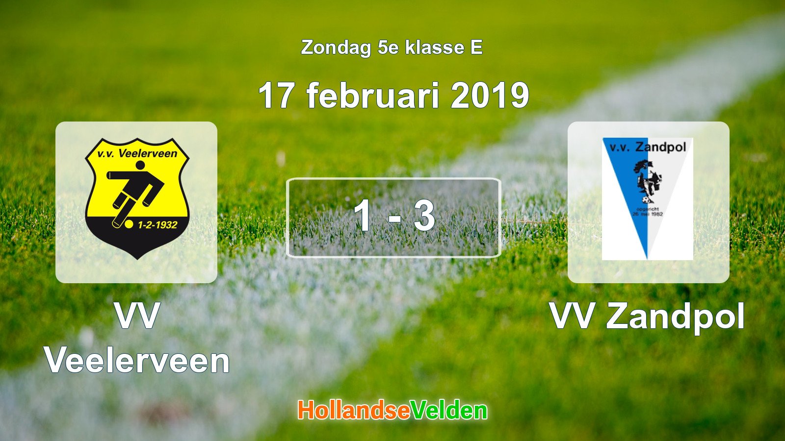 Gespeelde wedstrijd: VV Veelerveen - VV Zandpol 1 - 3 (17 februari 2019)