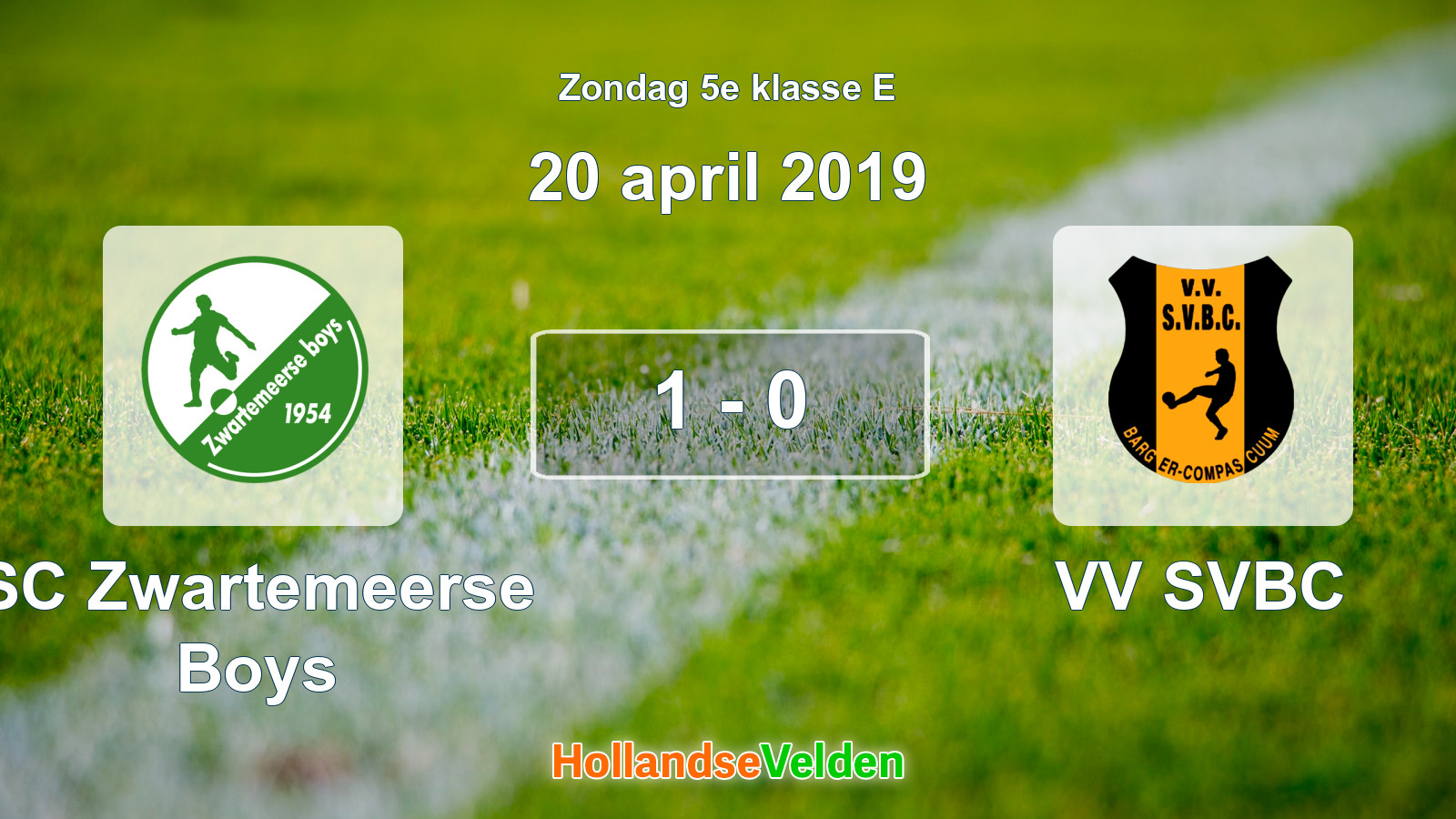 Gespeelde wedstrijd: SC Zwartemeerse Boys - VV SVBC 1 - 0 (20 april 2019)