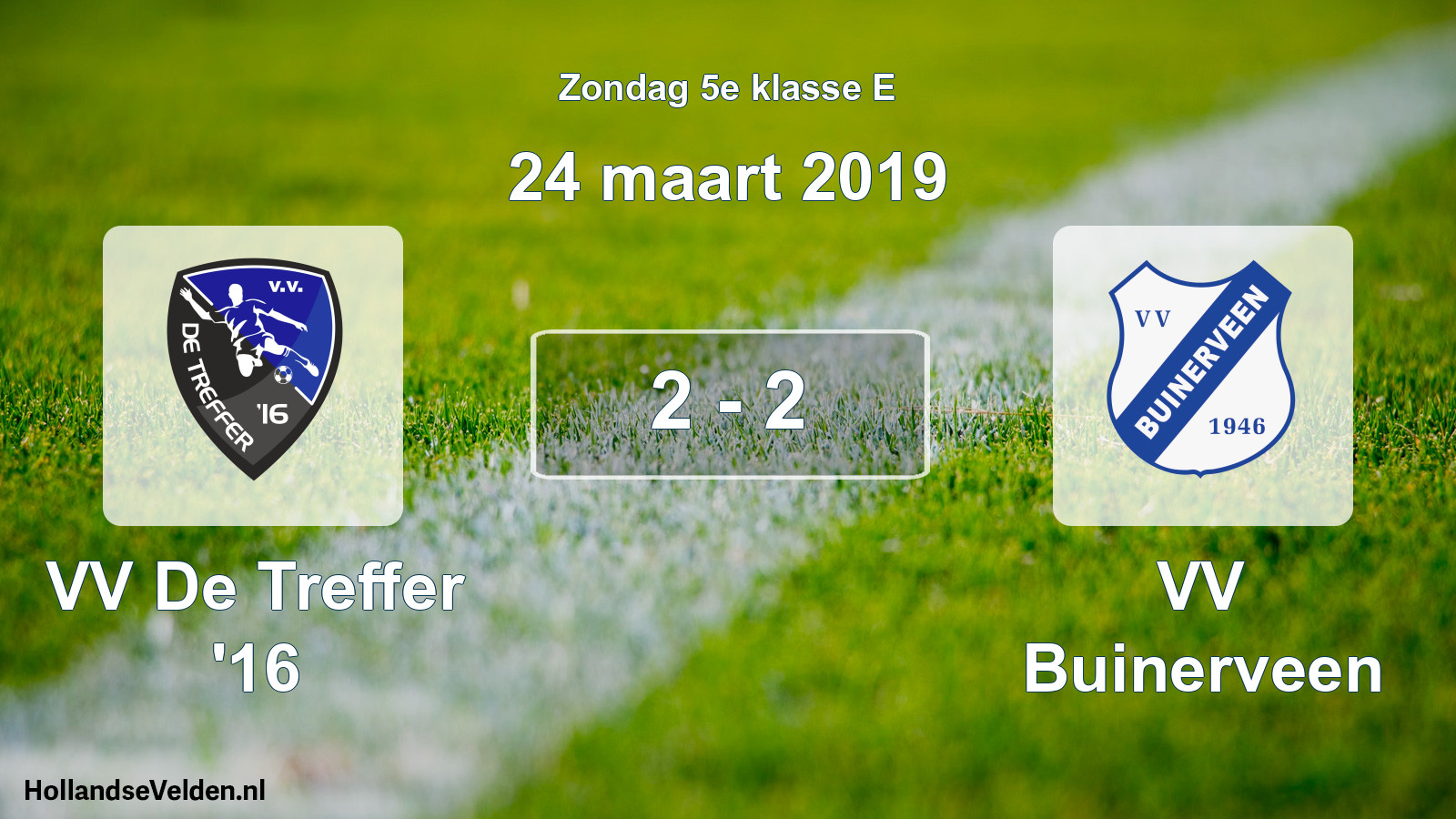Gespeelde wedstrijd: VV De Treffer '16 - VV Buinerveen 2 - 2 (24 maart 2019)