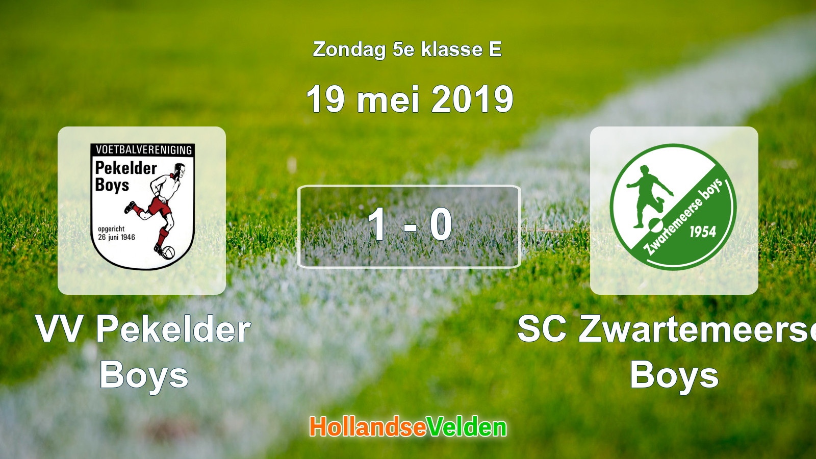 Gespeelde wedstrijd: VV Pekelder Boys - SC Zwartemeerse Boys 1 - 0 (19 mei 2019)
