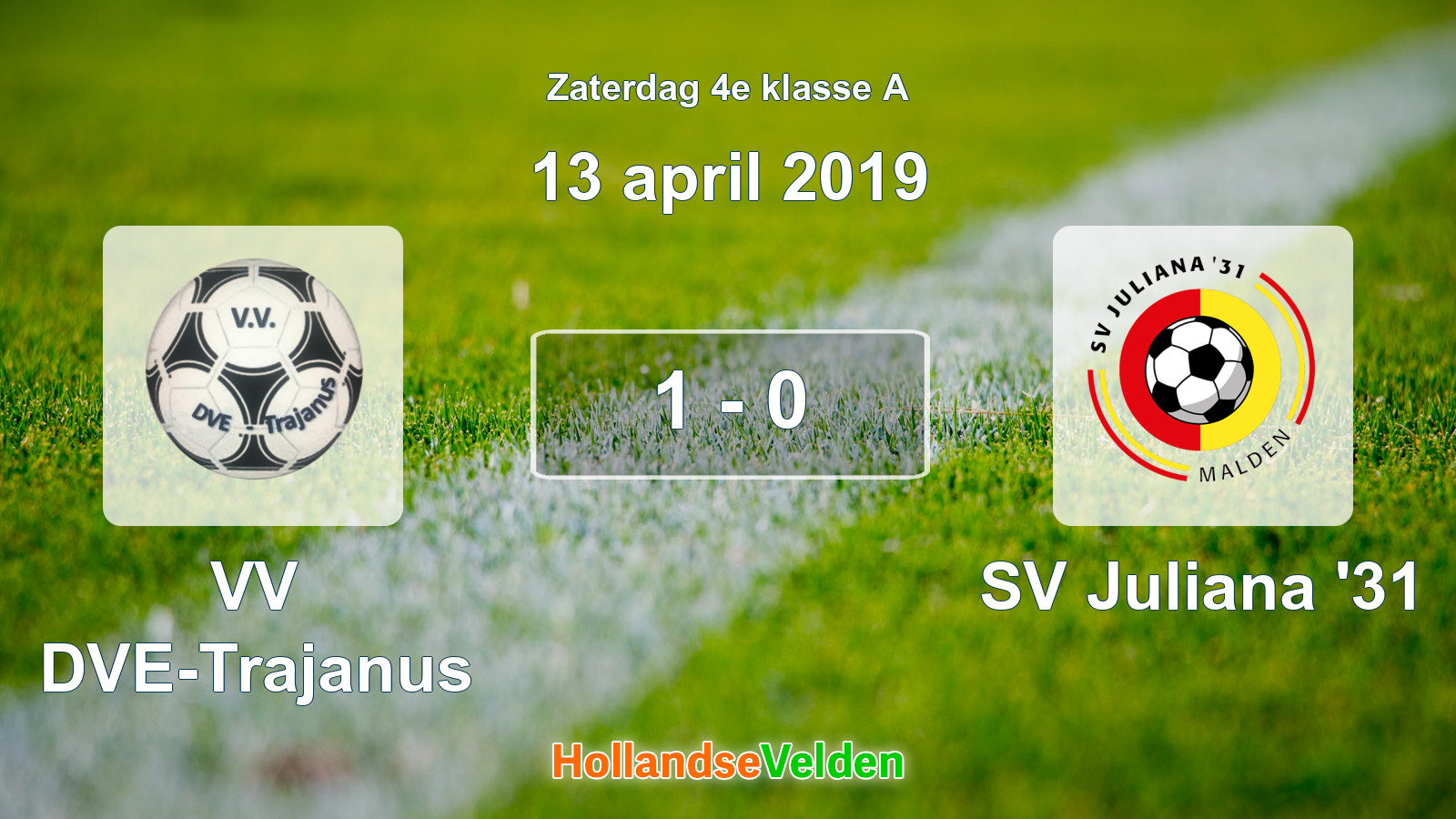 Gespeelde wedstrijd: VV DVE-Trajanus - SV Juliana '31 1 - 0 (13 april 2019)