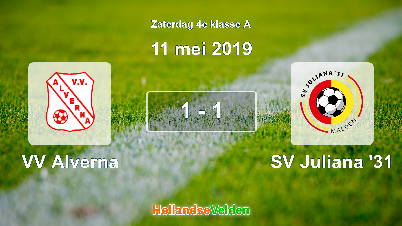 Gespeelde wedstrijd: VV Alverna - SV Juliana '31 1 - 1 (11 mei 2019)