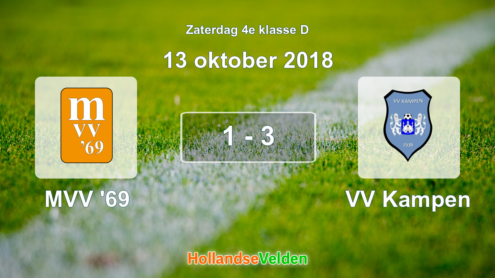 Gespeelde wedstrijd: MVV '69 - VV Kampen 1 - 3 (13 oktober 2018)