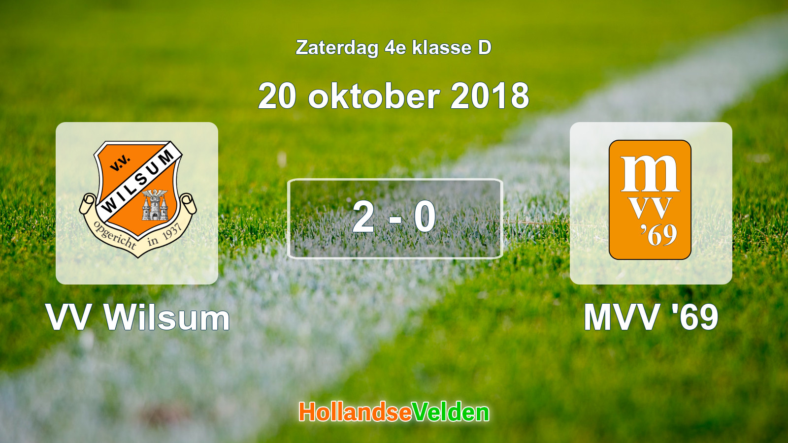 Gespeelde wedstrijd: VV Wilsum - MVV '69 2 - 0 (20 oktober 2018)