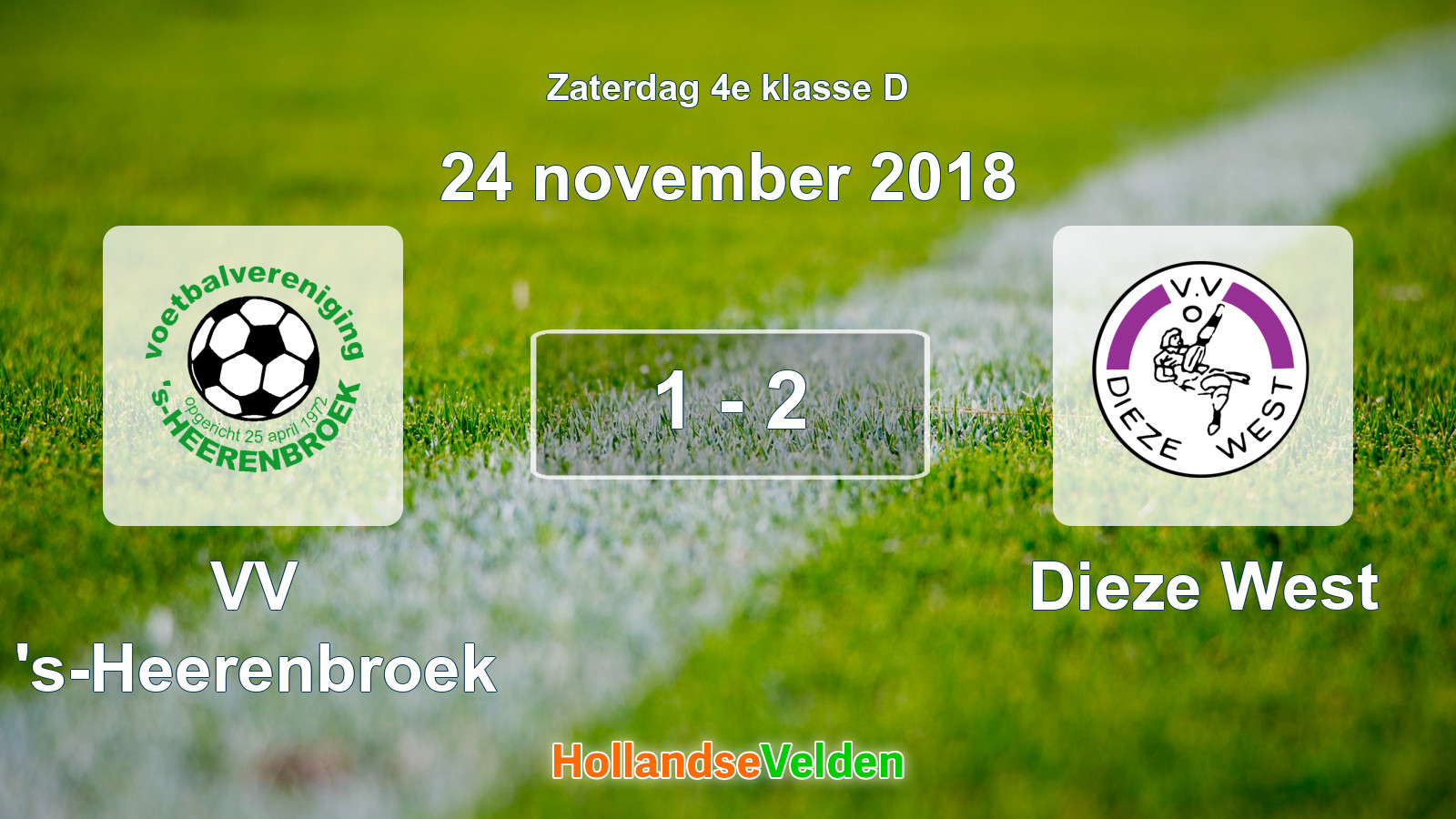 Gespeelde wedstrijd: VV 's-Heerenbroek - Dieze West 1 - 2 (24 november 2018)