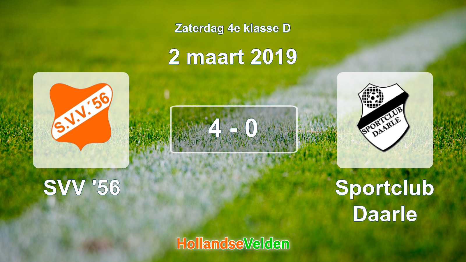 Gespeelde wedstrijd: SVV '56 - Sportclub Daarle 4 - 0 (2 maart 2019)