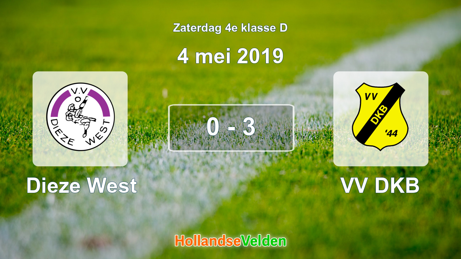 Gespeelde wedstrijd: Dieze West - VV DKB 0 - 3 (4 mei 2019)