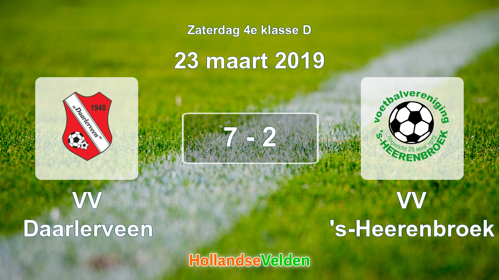 Gespeelde wedstrijd: VV Daarlerveen - VV 's-Heerenbroek 7 - 2 (23 maart 2019)