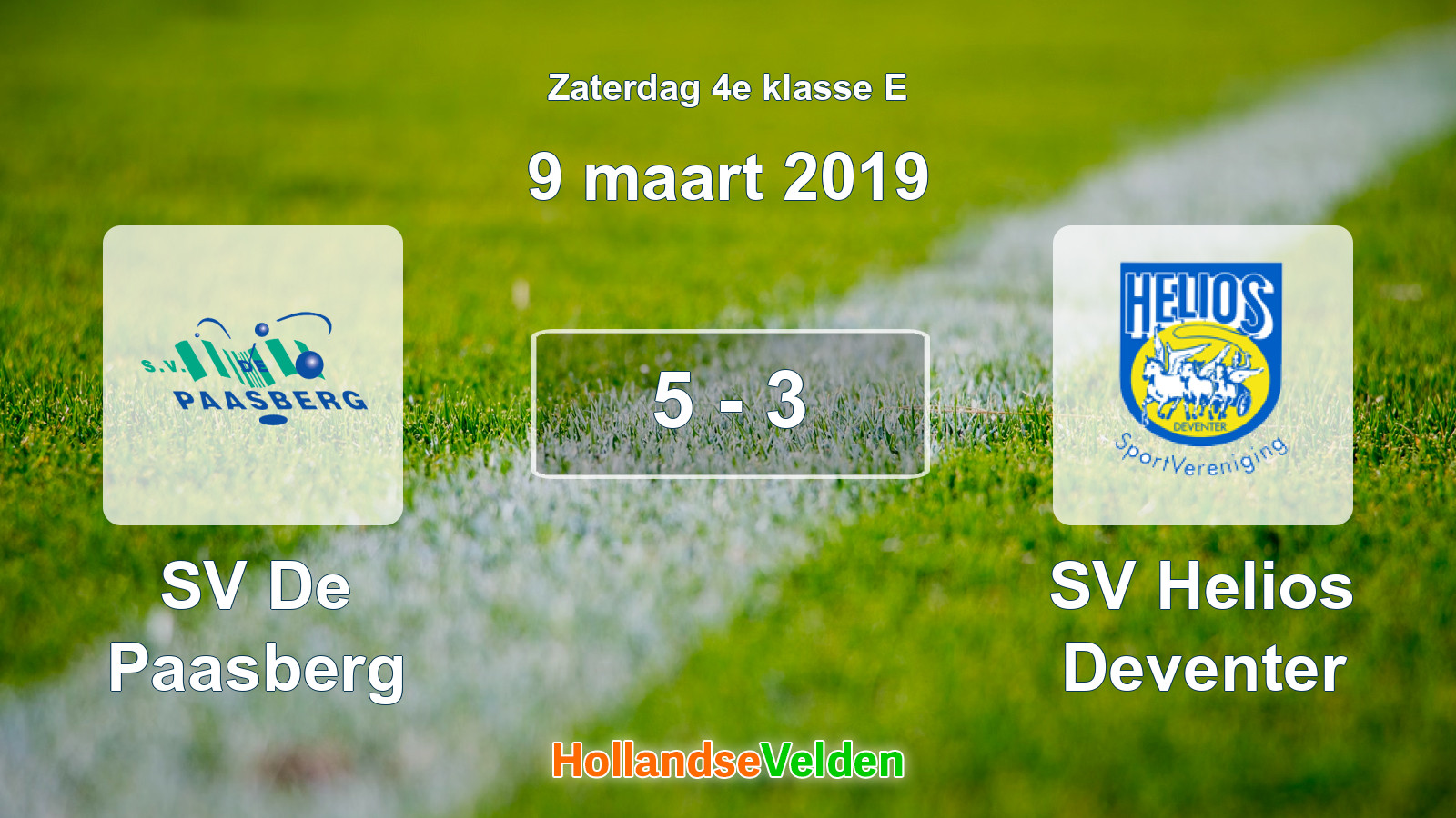 Gespeelde wedstrijd: SV De Paasberg - SV Helios Deventer 5 - 3 (9 maart 2019)