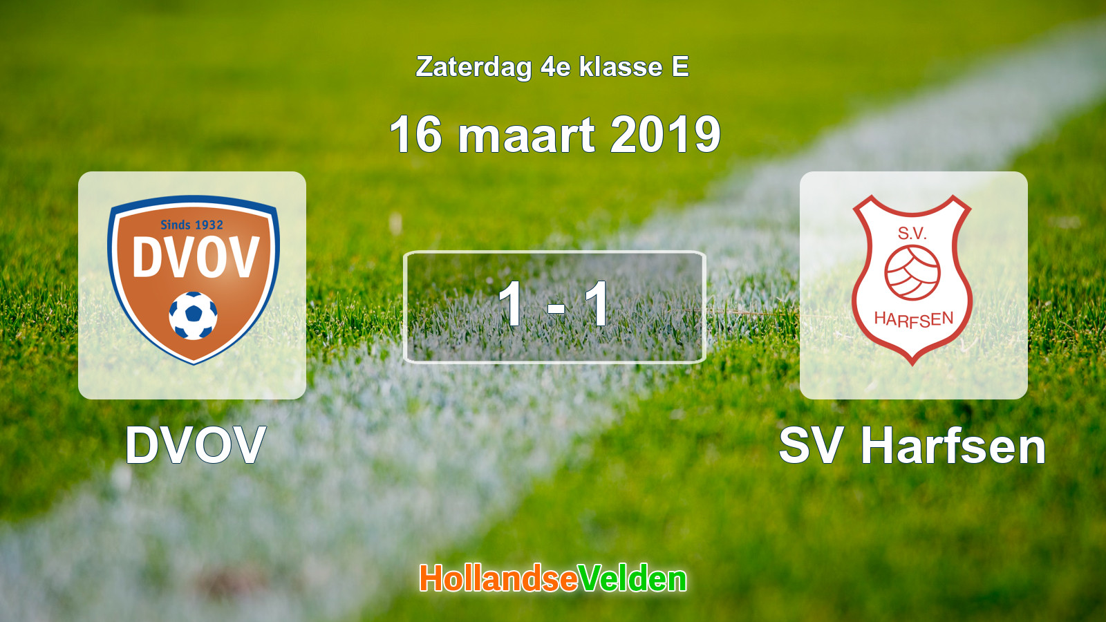 Gespeelde wedstrijd: DVOV - SV Harfsen 1 - 1 (16 maart 2019)