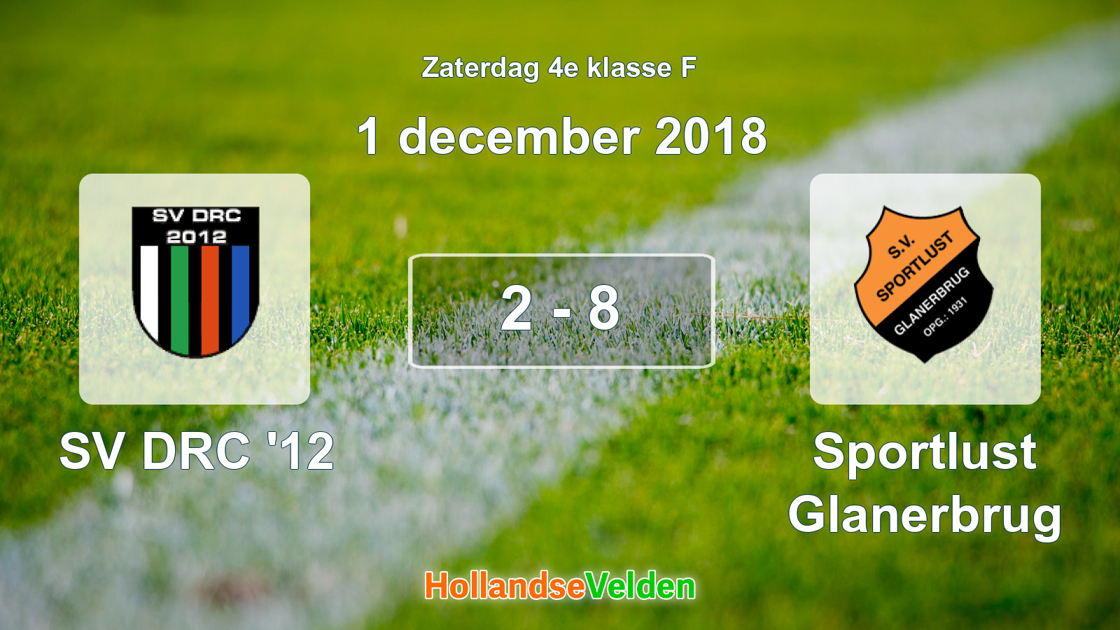 Gespeelde wedstrijd: SV DRC '12 - Sportlust Glanerbrug 2 - 8 (1 december 2018)