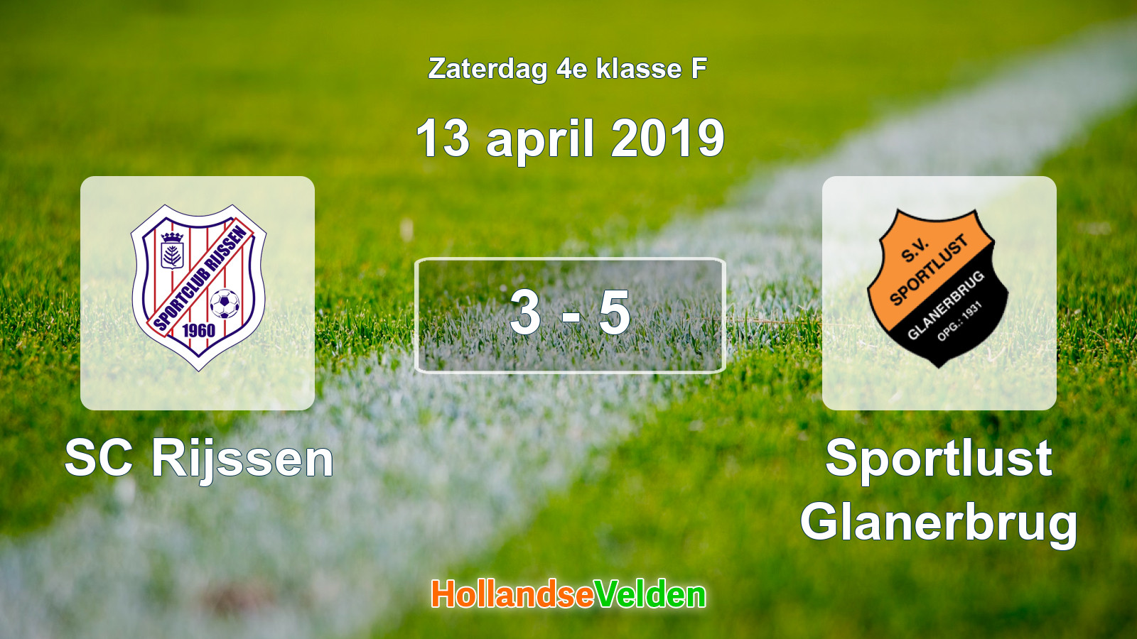 Gespeelde wedstrijd: SC Rijssen - Sportlust Glanerbrug 3 - 5 (13 april 2019)