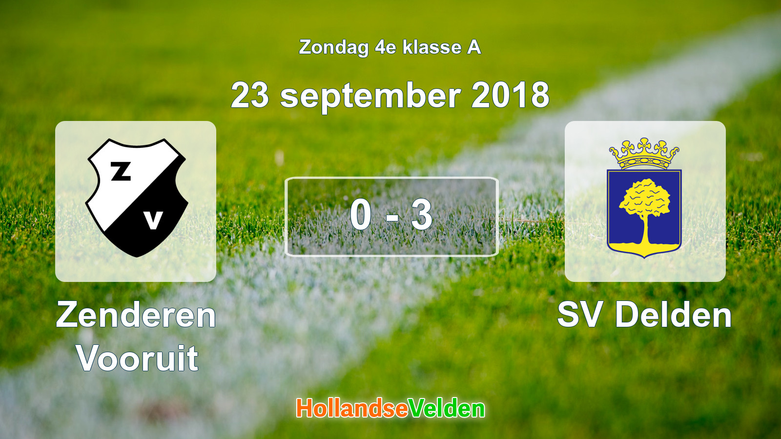 Gespeelde wedstrijd: Zenderen Vooruit - SV Delden 0 - 3 (23 september 2018)