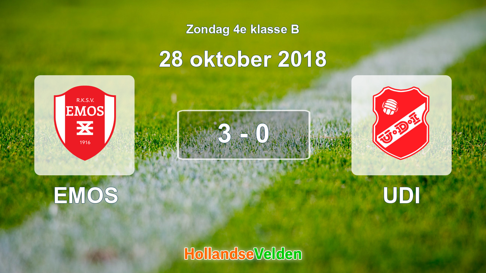 Gespeelde wedstrijd: EMOS - UDI 3 - 0 (28 oktober 2018)