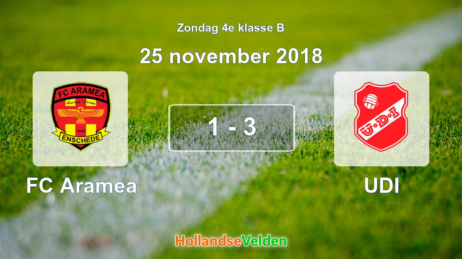 Gespeelde wedstrijd: FC Aramea - UDI 1 - 3 (25 november 2018)