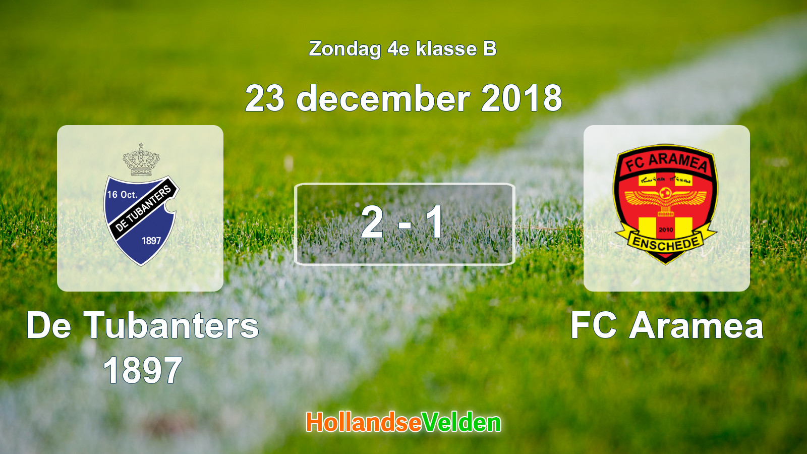 Gespeelde wedstrijd: De Tubanters 1897 - FC Aramea 2 - 1 (23 december 2018)