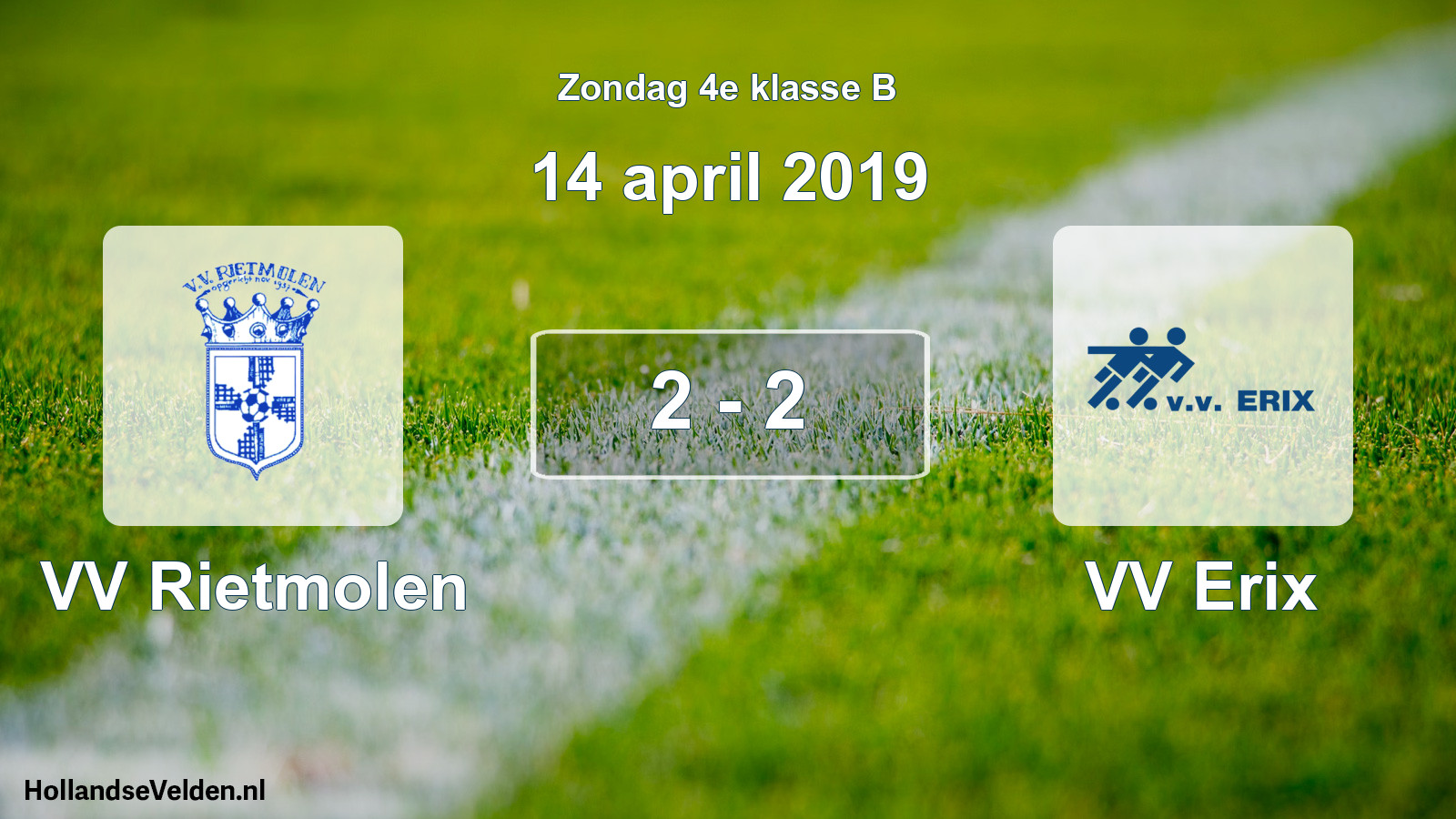 Gespeelde wedstrijd: VV Rietmolen - VV Erix 2 - 2 (14 april 2019)
