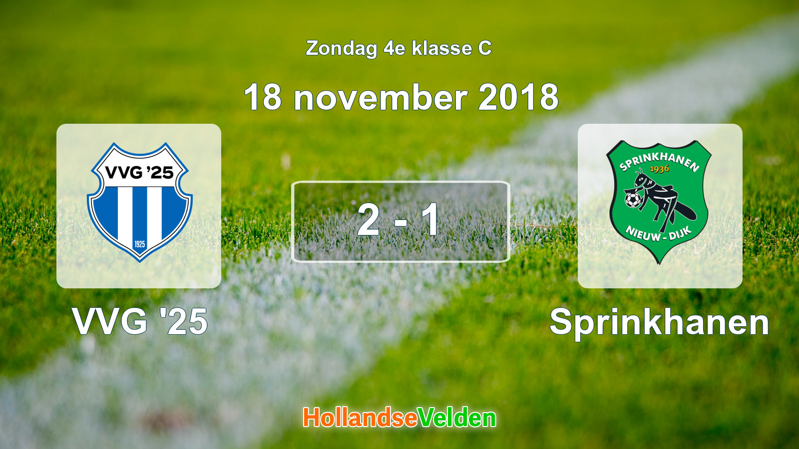 Gespeelde wedstrijd: VVG '25 - Sprinkhanen 2 - 1 (18 november 2018)