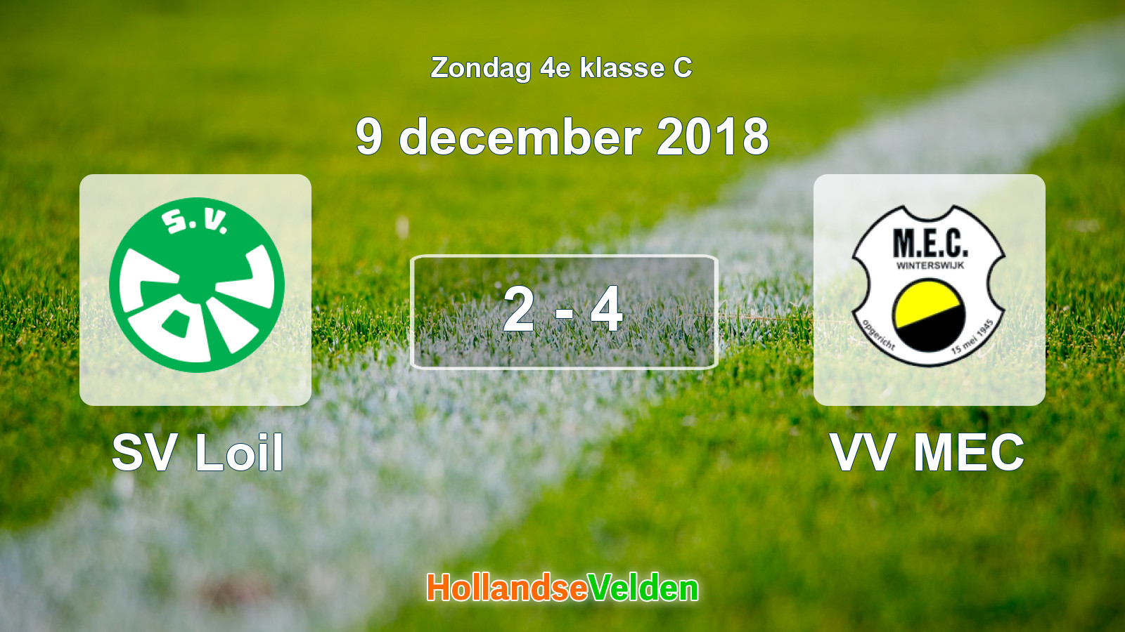 Gespeelde wedstrijd: SV Loil - VV MEC 2 - 4 (9 december 2018)
