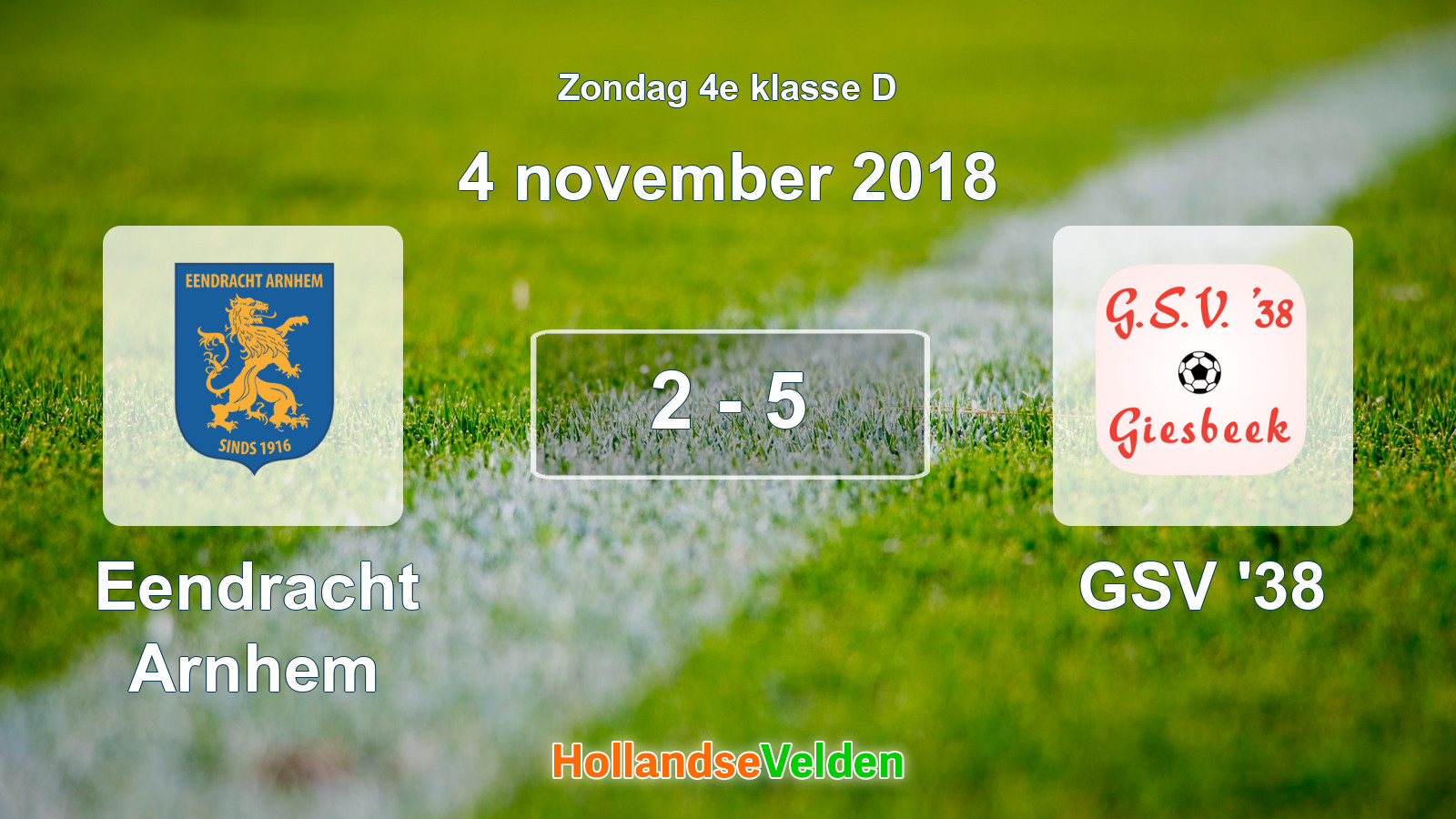 Gespeelde wedstrijd: Eendracht Arnhem - GSV '38 2 - 5 (4 november 2018)