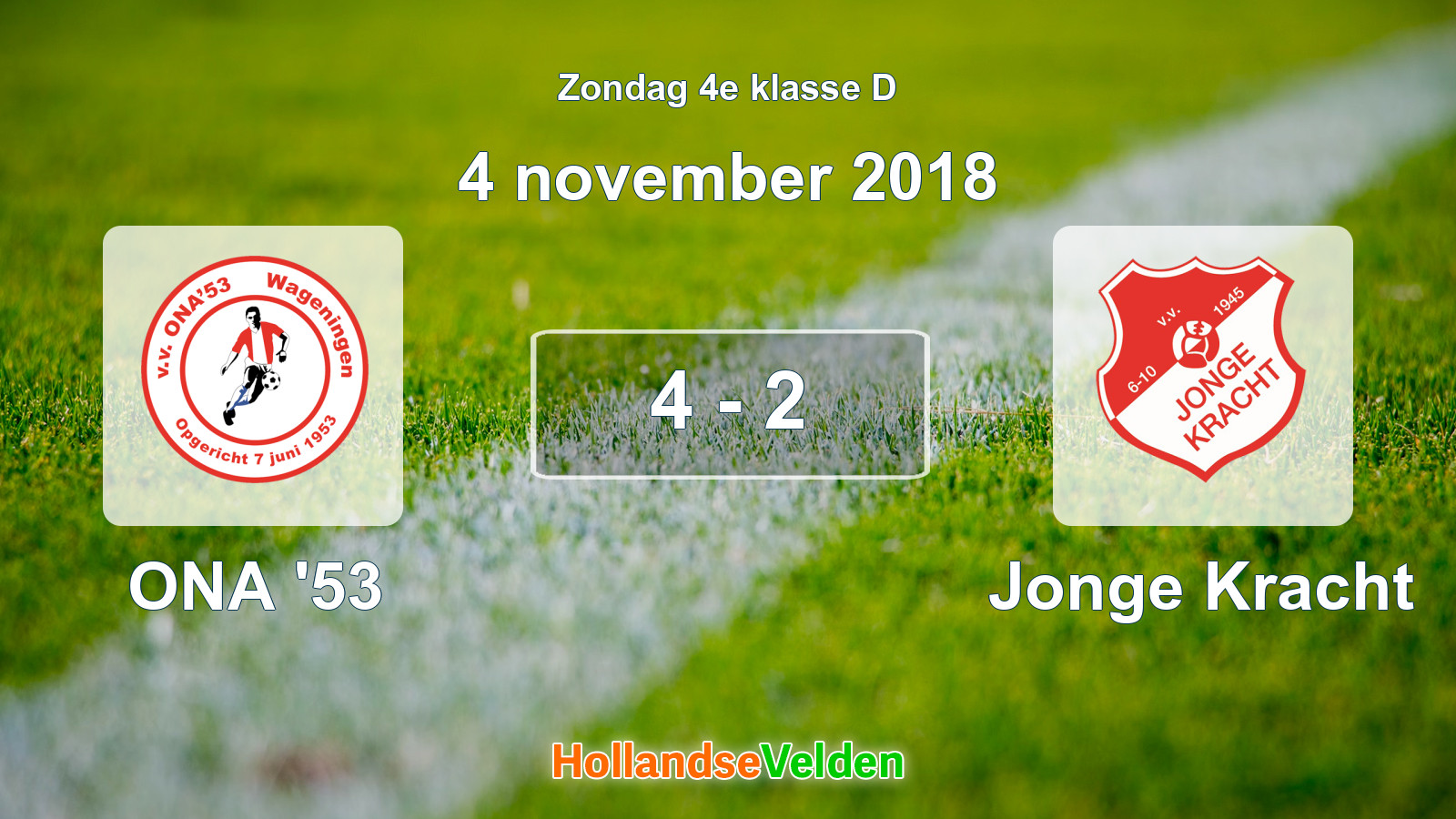 Gespeelde wedstrijd: ONA '53 - Jonge Kracht 4 - 2 (4 november 2018)