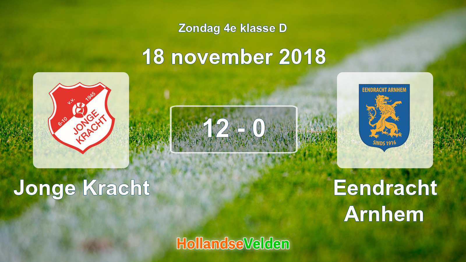 Gespeelde wedstrijd: Jonge Kracht - Eendracht Arnhem 12 - 0 (18 november 2018)