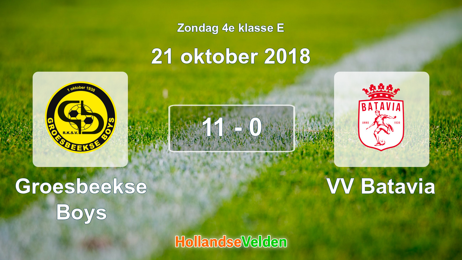 Gespeelde wedstrijd: Groesbeekse Boys - VV Batavia 11 - 0 (21 oktober 2018)
