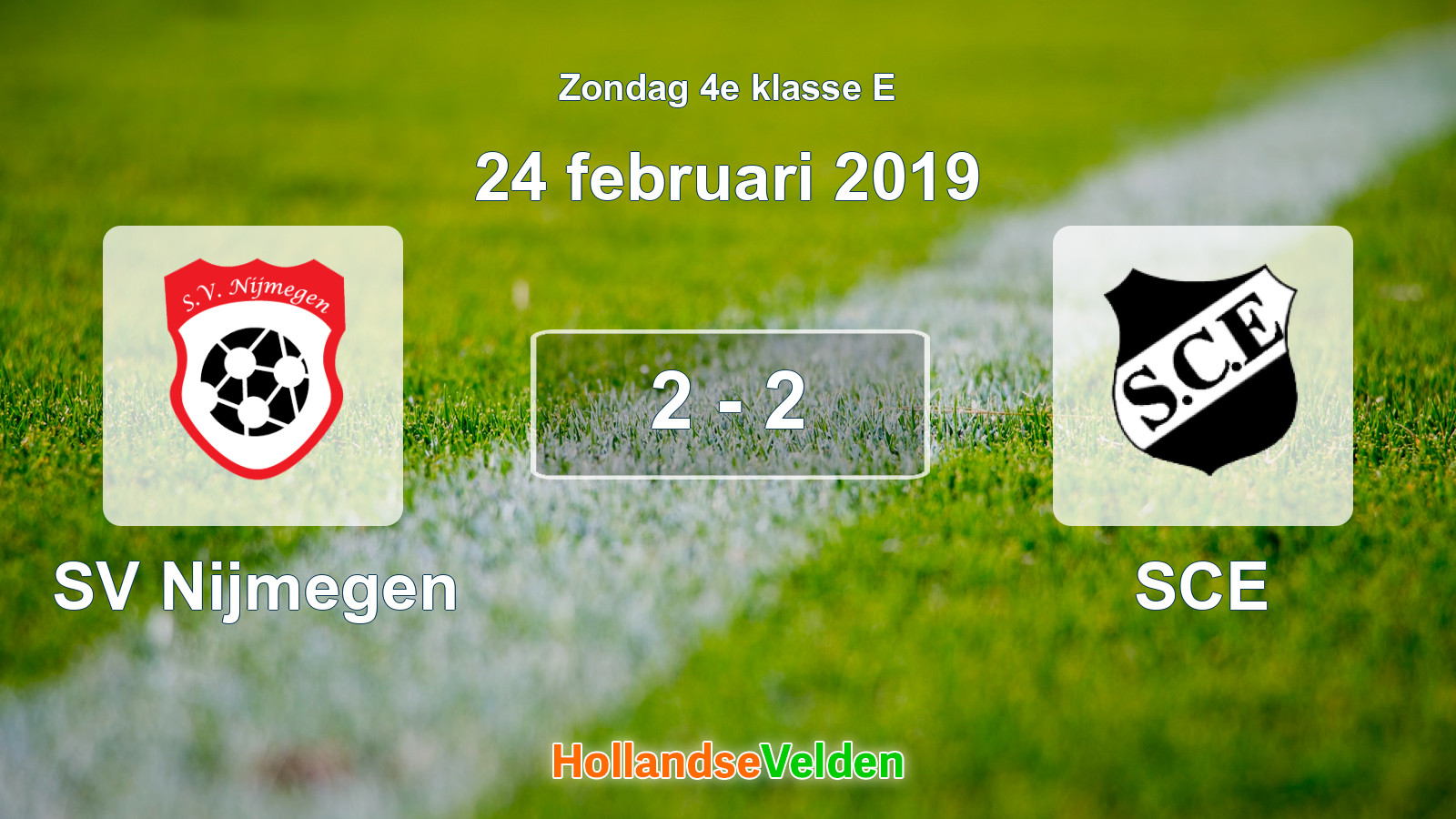 Gespeelde wedstrijd: SV Nijmegen - SCE 2 - 2 (24 februari 2019)