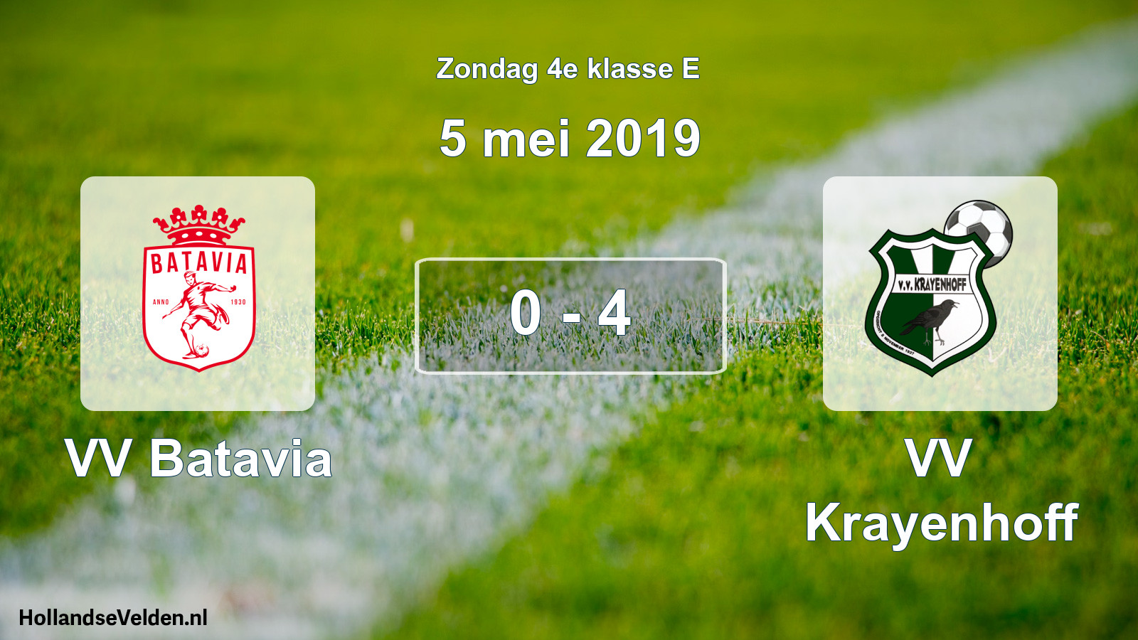 Gespeelde wedstrijd: VV Batavia - VV Krayenhoff 0 - 4 (5 mei 2019)
