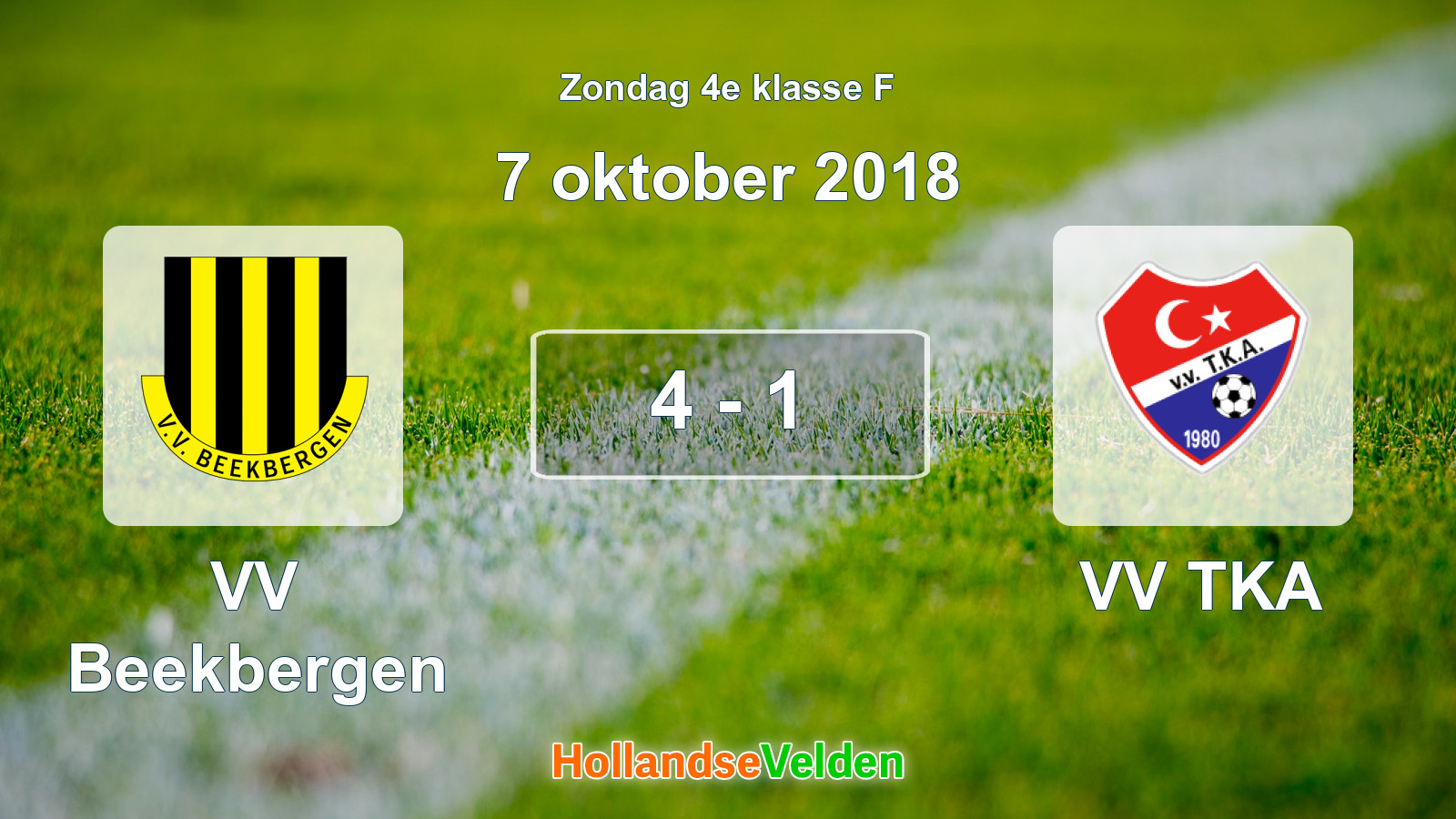 Gespeelde wedstrijd: VV Beekbergen - VV TKA 4 - 1 (7 oktober 2018)