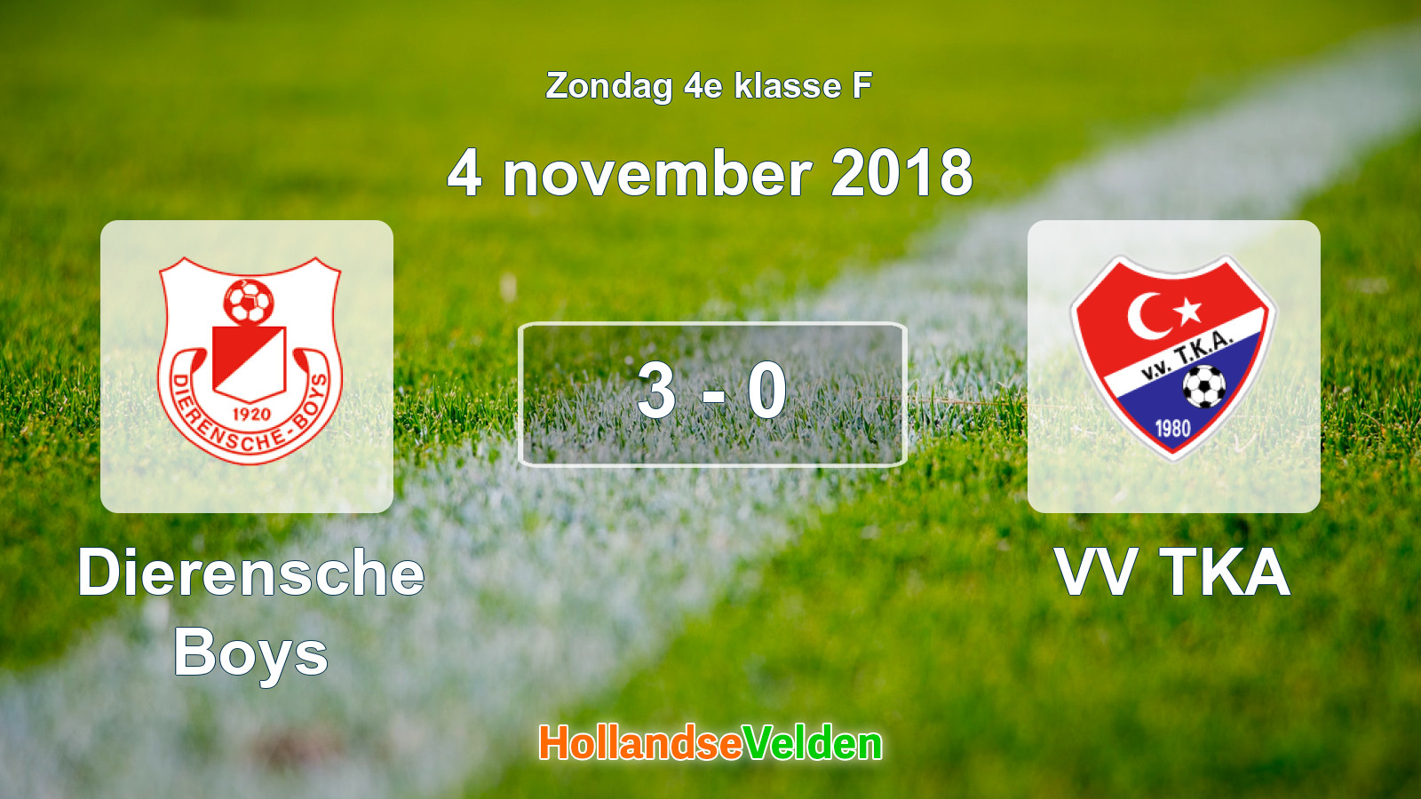Gespeelde wedstrijd: Dierensche Boys - VV TKA 3 - 0 (4 november 2018)