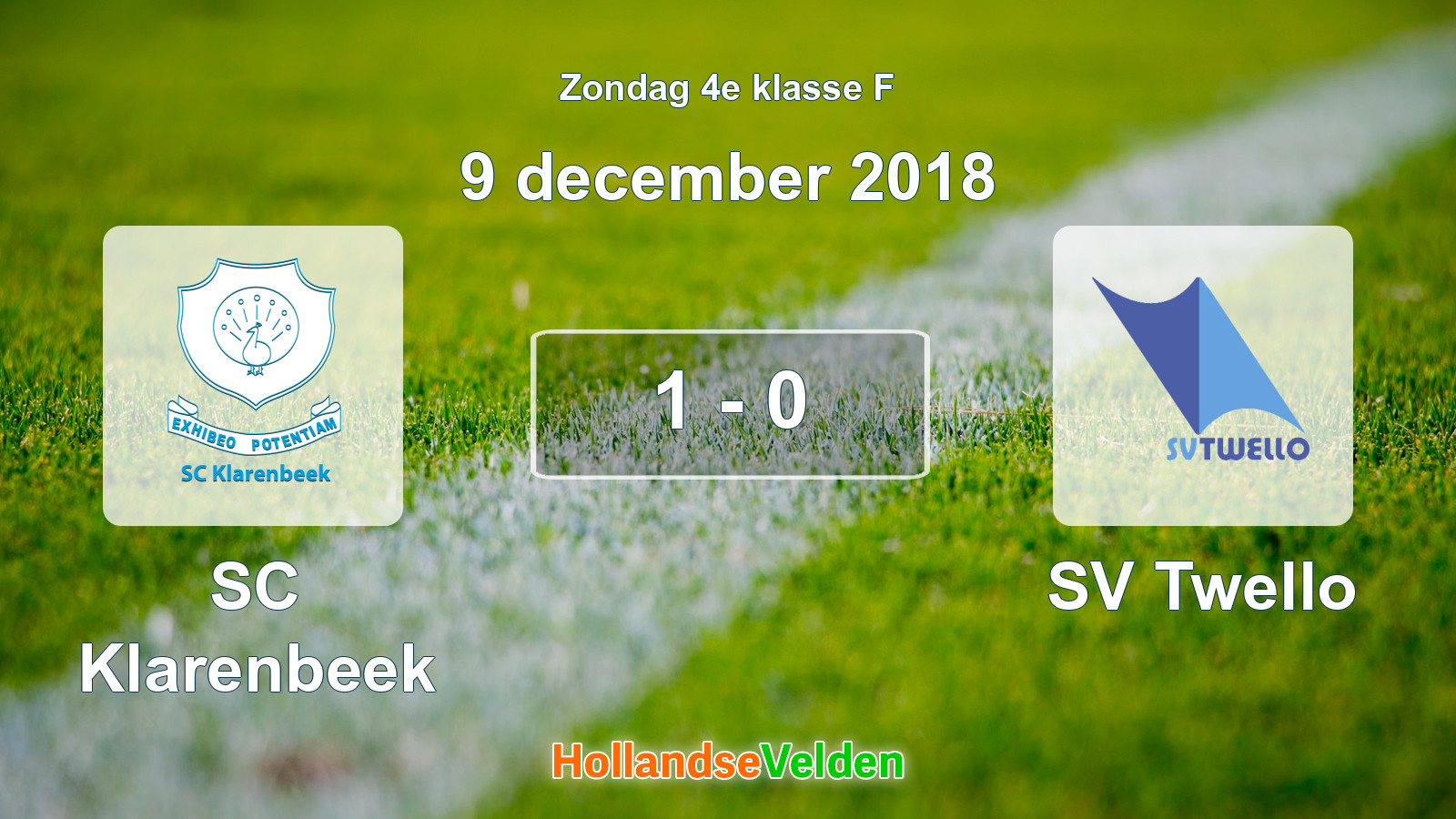 Gespeelde wedstrijd: SC Klarenbeek - SV Twello 1 - 0 (9 december 2018)