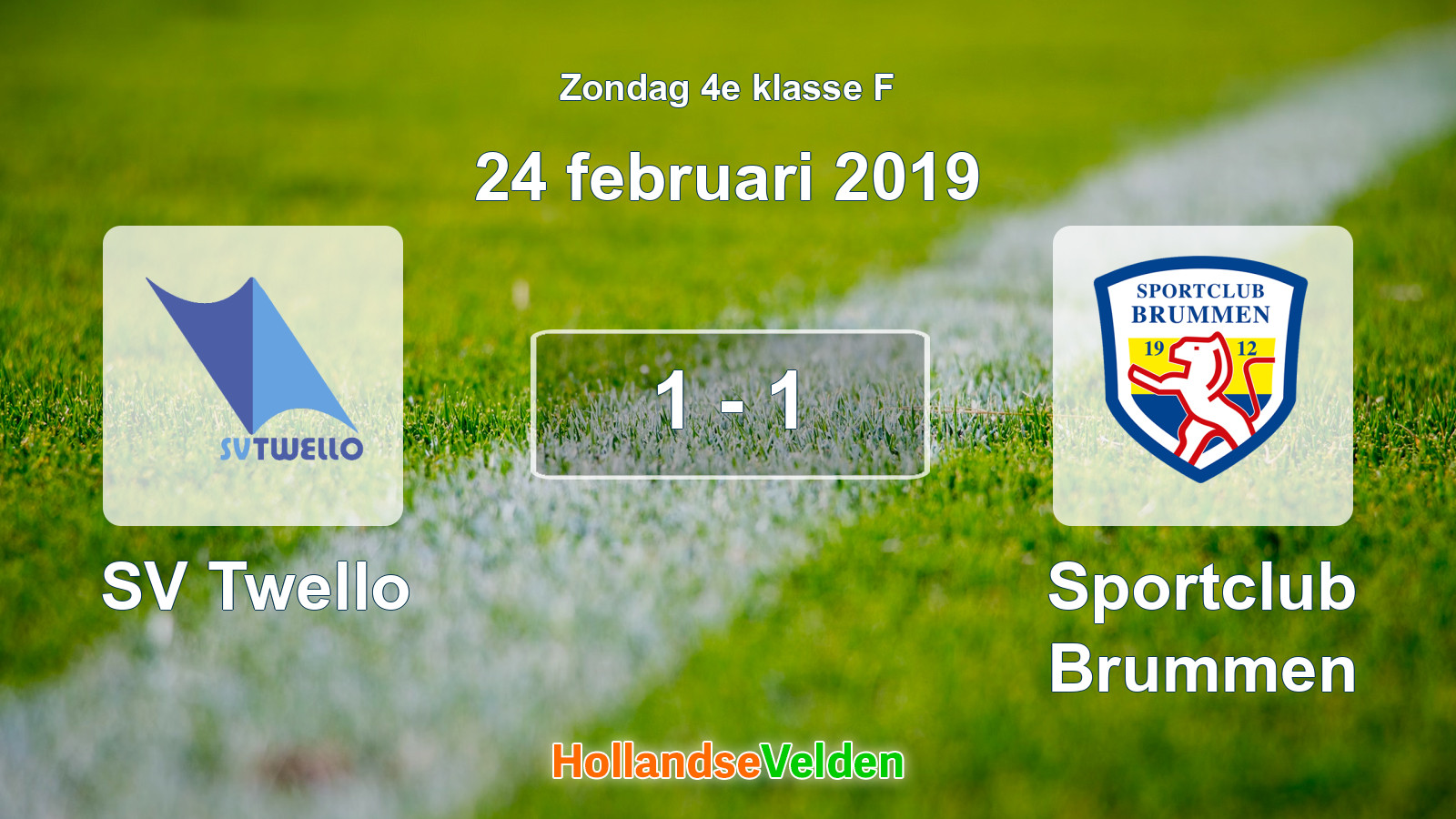Gespeelde wedstrijd: SV Twello - Sportclub Brummen 1 - 1 (24 februari 2019)