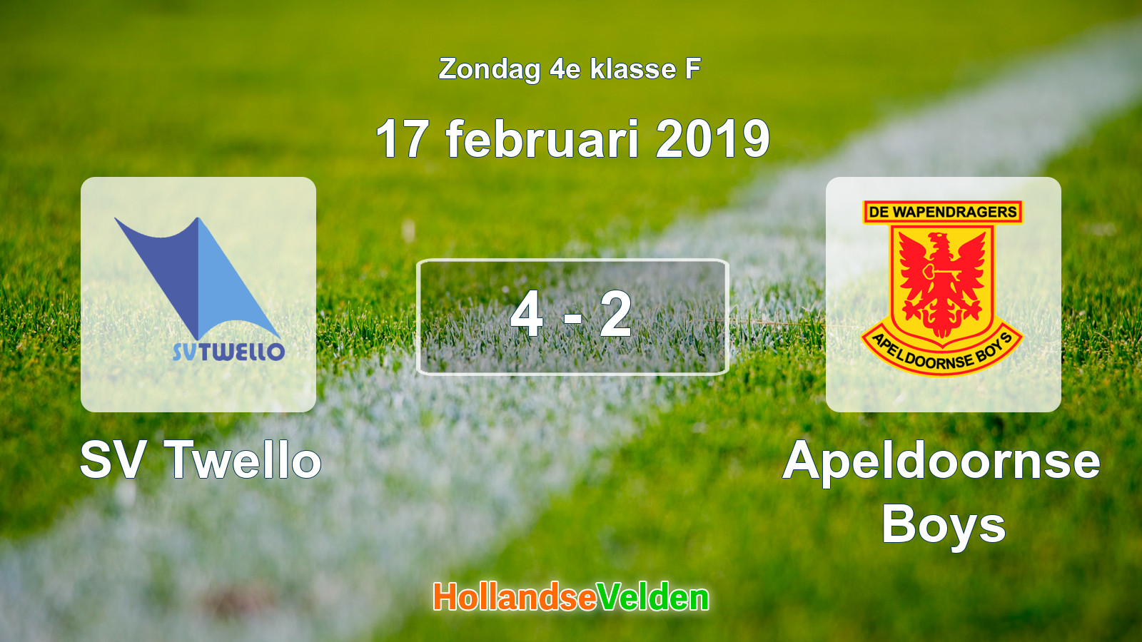 Gespeelde wedstrijd: SV Twello - Apeldoornse Boys 4 - 2 (17 februari 2019)