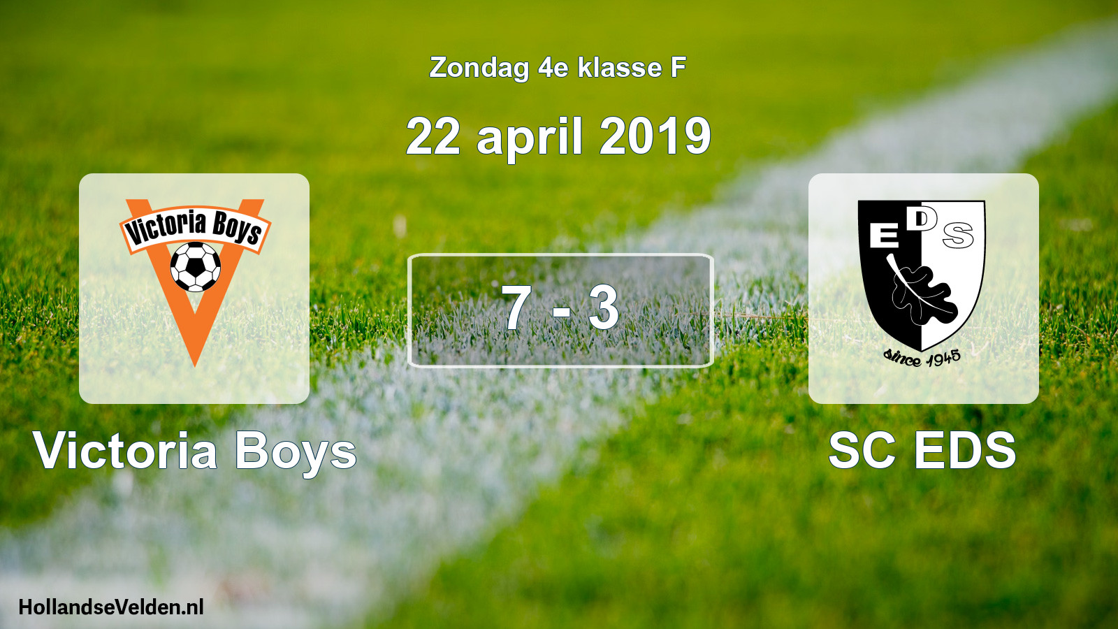 Gespeelde wedstrijd: Victoria Boys - SC EDS 7 - 3 (22 april 2019)
