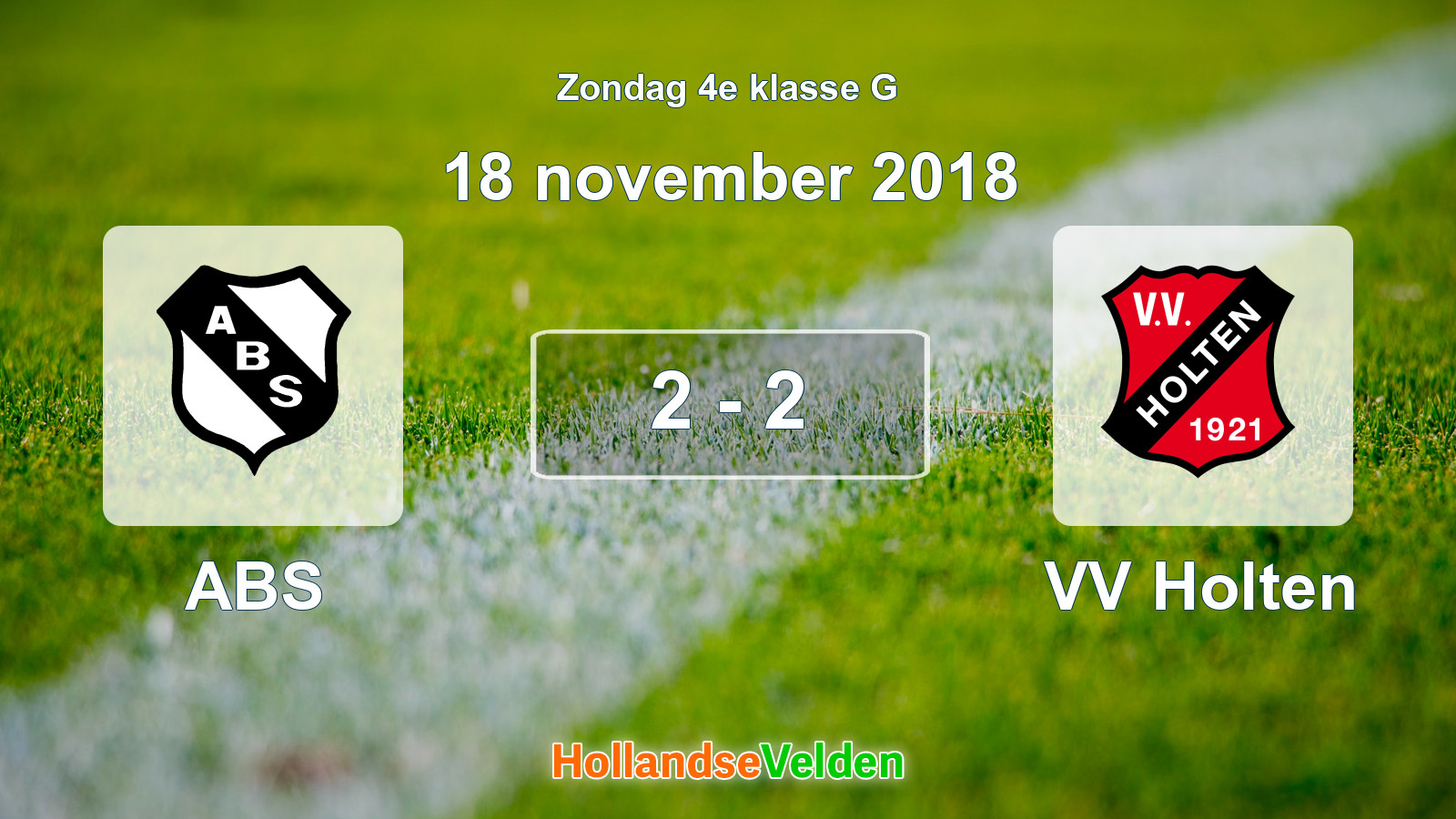 Gespeelde wedstrijd: ABS - VV Holten 2 - 2 (18 november 2018)