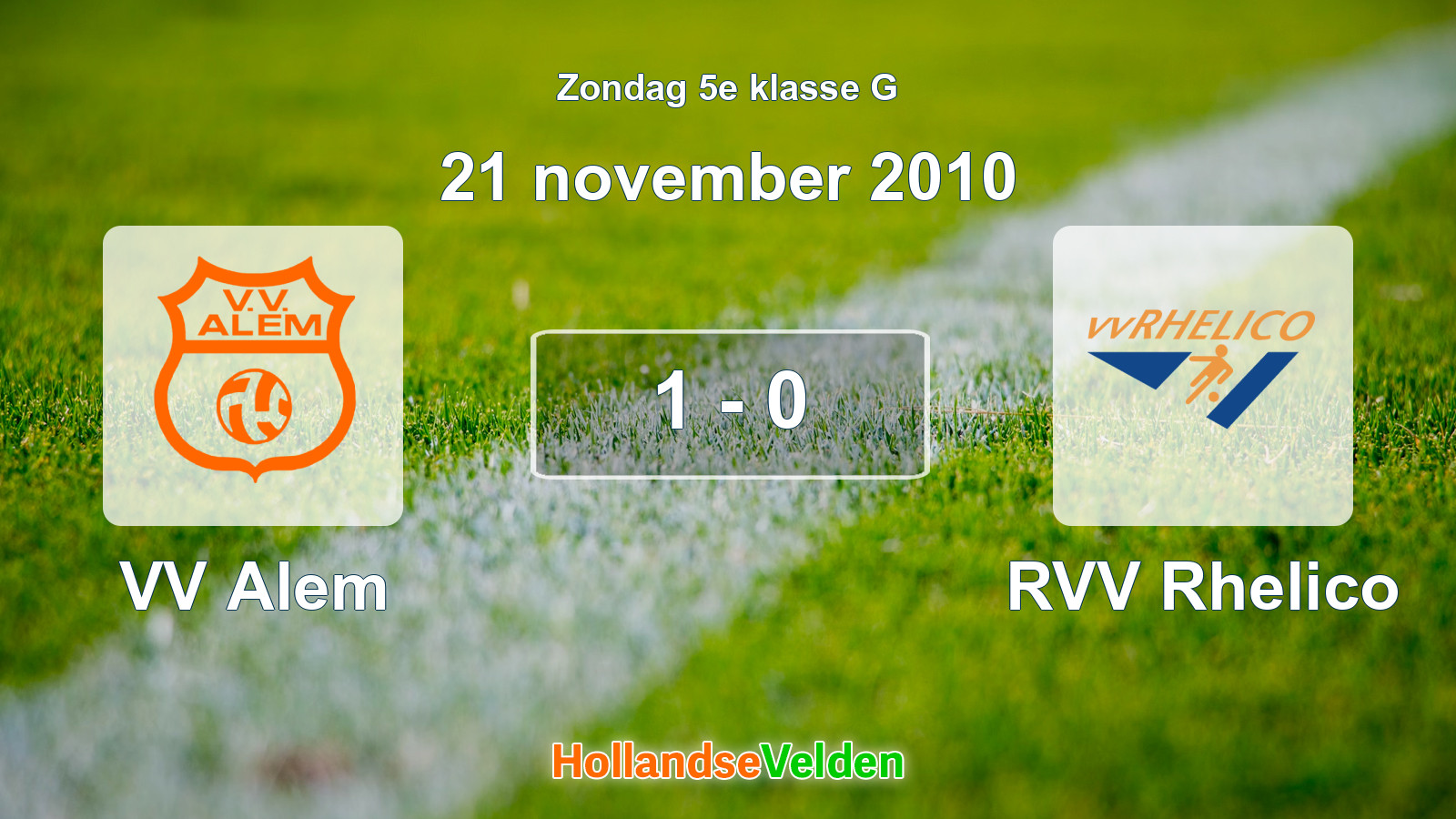 Gespeelde wedstrijd: VV Alem - RVV Rhelico 1 - 0 (21 november 2010)