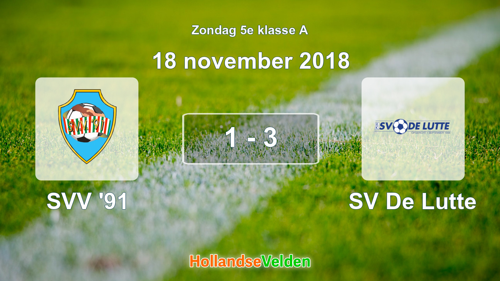Gespeelde wedstrijd: SVV '91 - SV De Lutte 1 - 3 (18 november 2018)