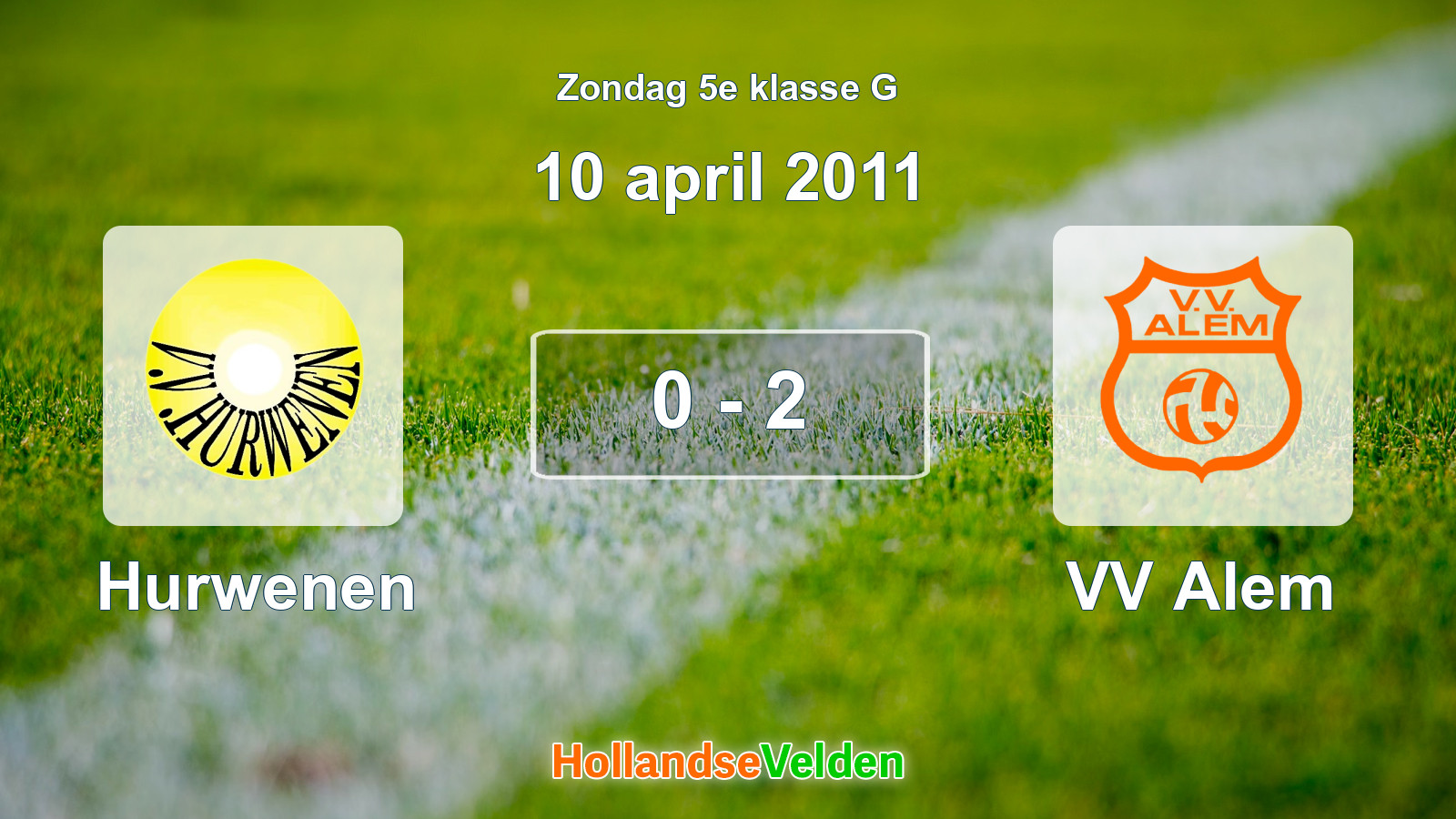 Gespeelde wedstrijd: Hurwenen - VV Alem 0 - 2 (10 april 2011)