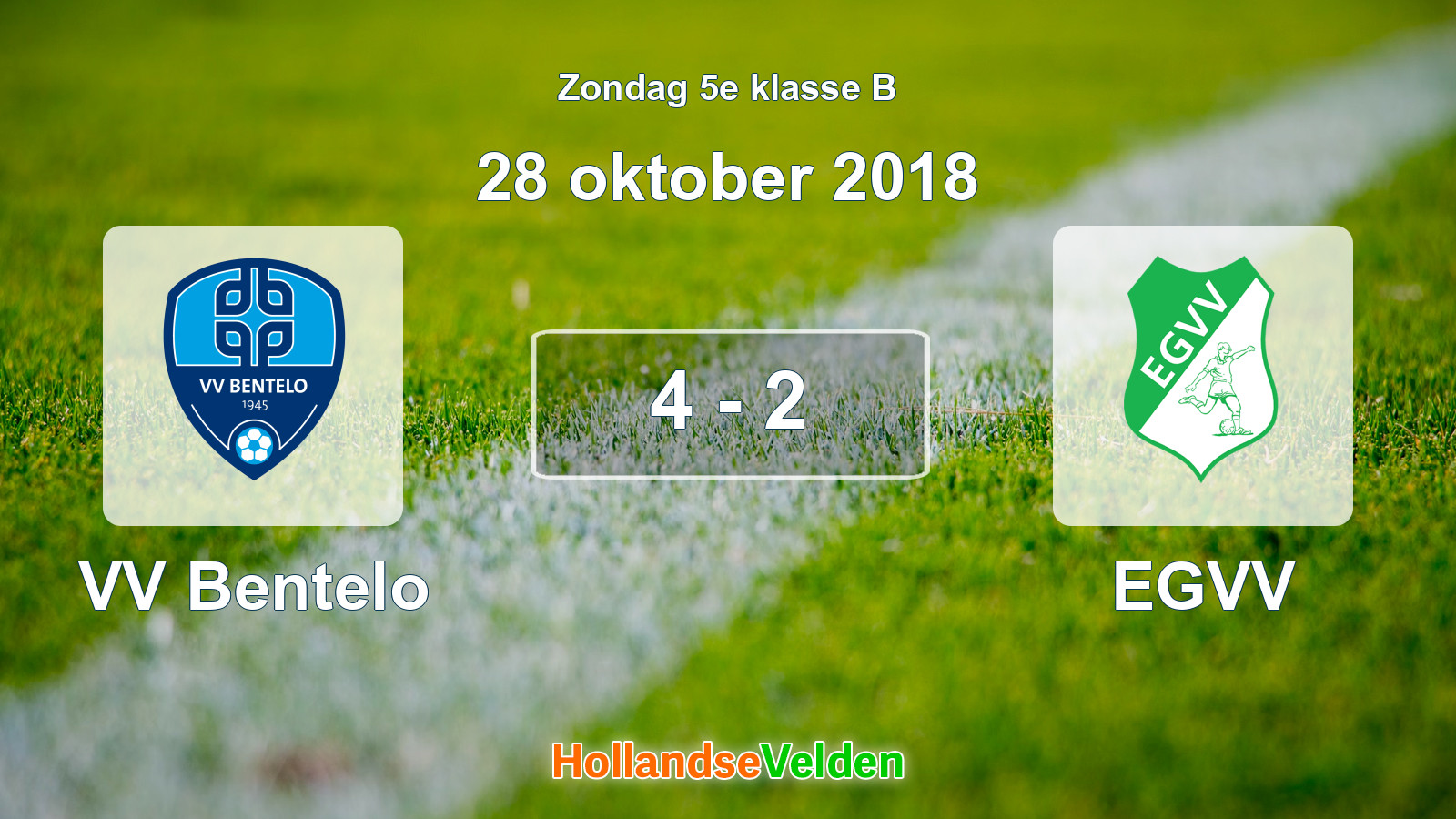 Gespeelde wedstrijd: VV Bentelo - EGVV 4 - 2 (28 oktober 2018)