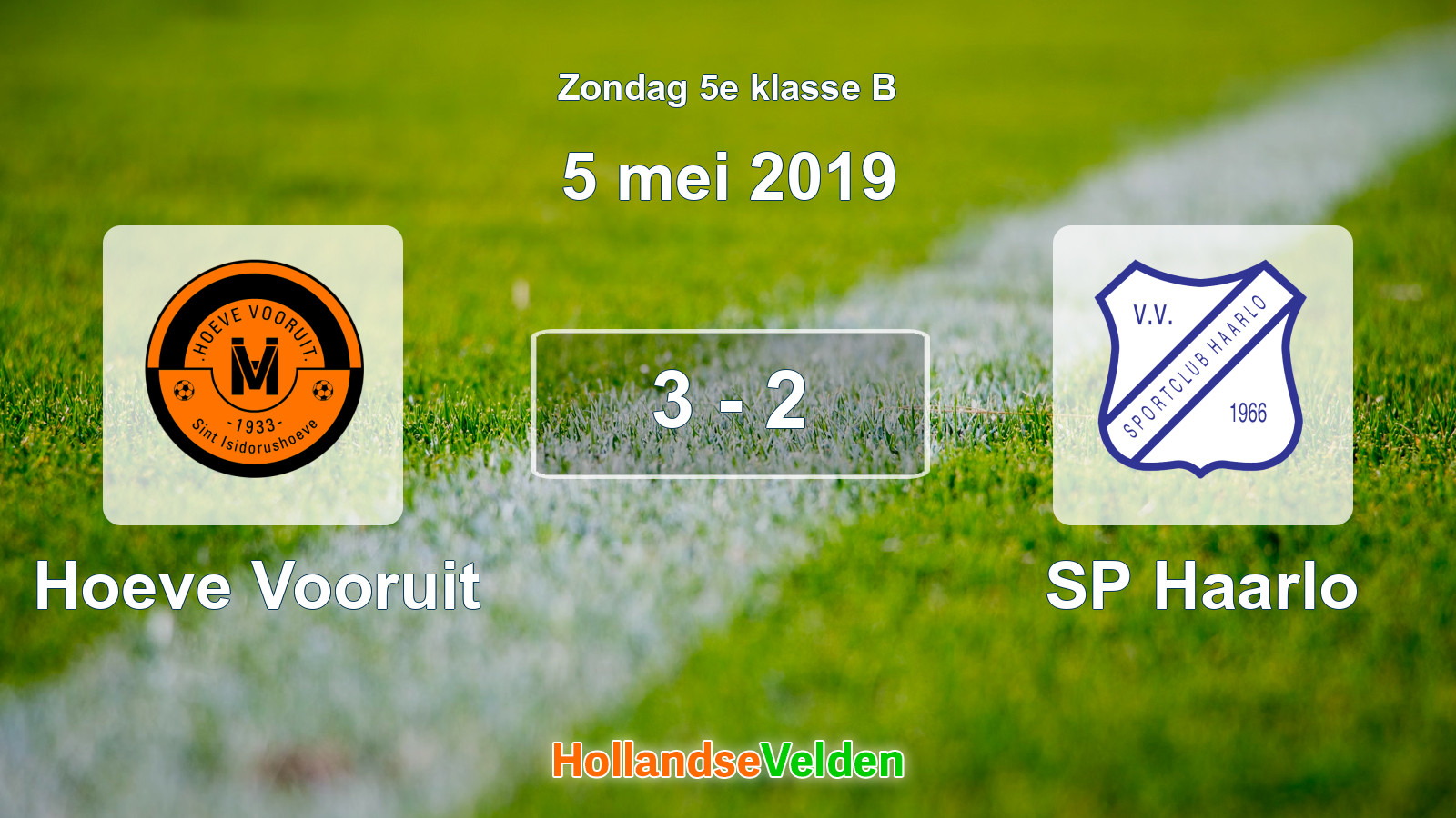 Gespeelde wedstrijd: Hoeve Vooruit - SP Haarlo 3 - 2 (5 mei 2019)