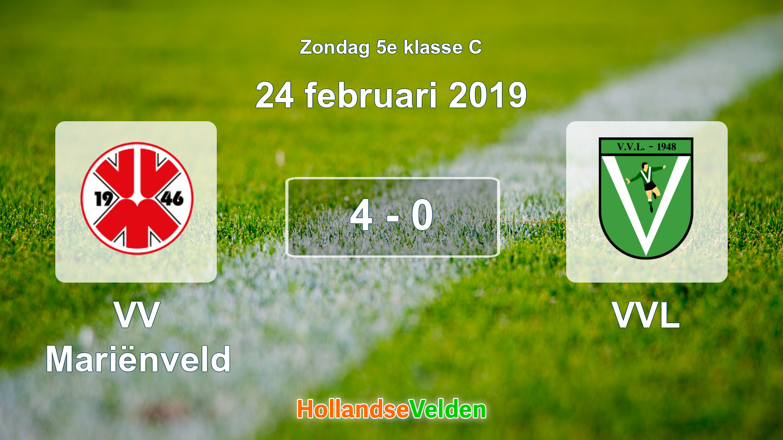Gespeelde wedstrijd: VV Mariënveld - VVL 4 - 0 (24 februari 2019)