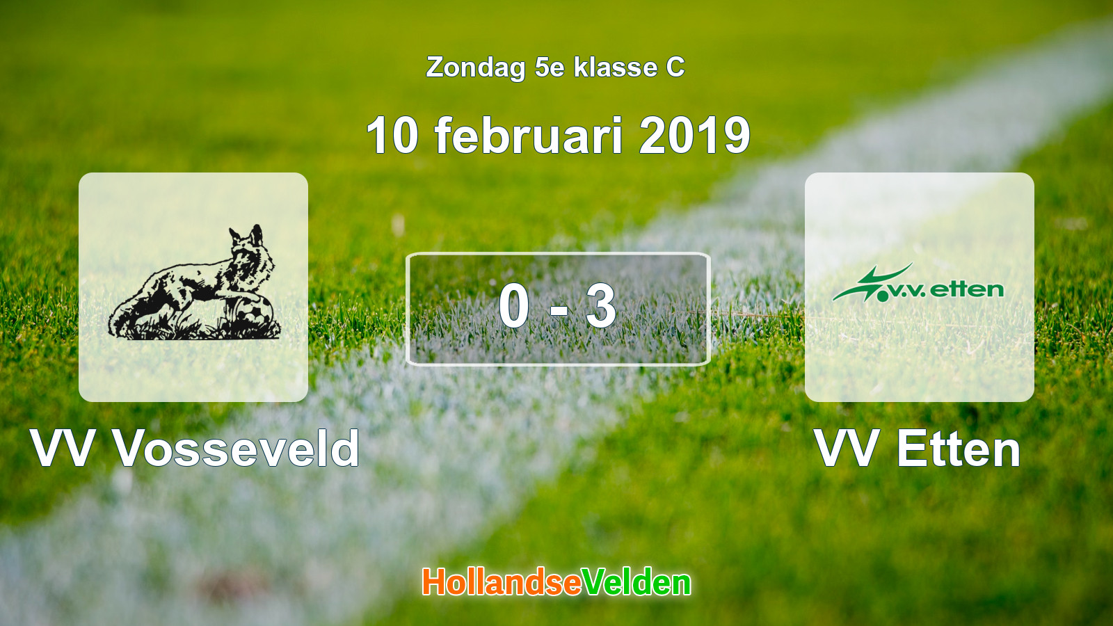 Gespeelde wedstrijd: VV Vosseveld - VV Etten 0 - 3 (10 februari 2019)