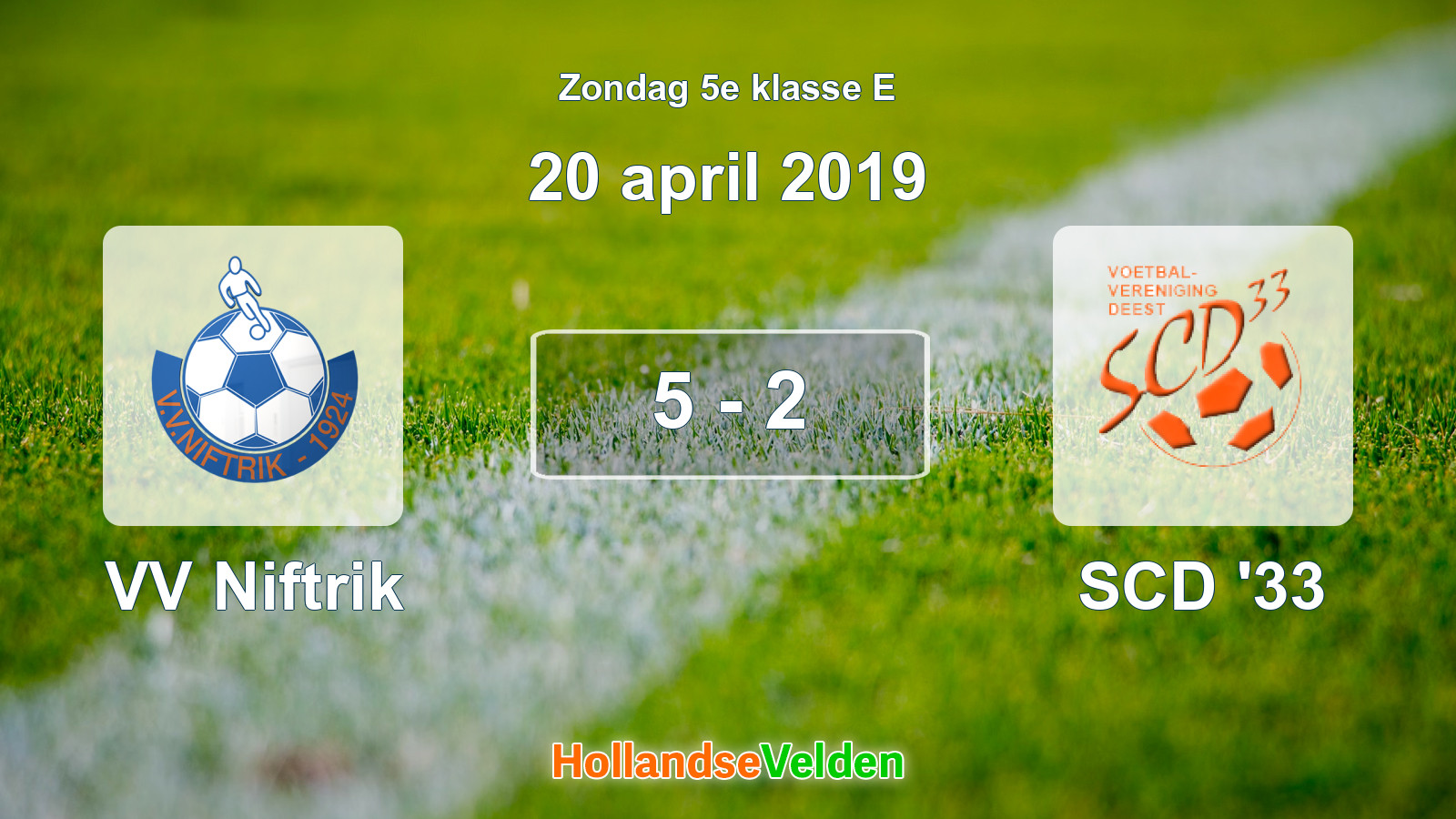 Gespeelde wedstrijd: VV Niftrik - SCD '33 5 - 2 (20 april 2019)