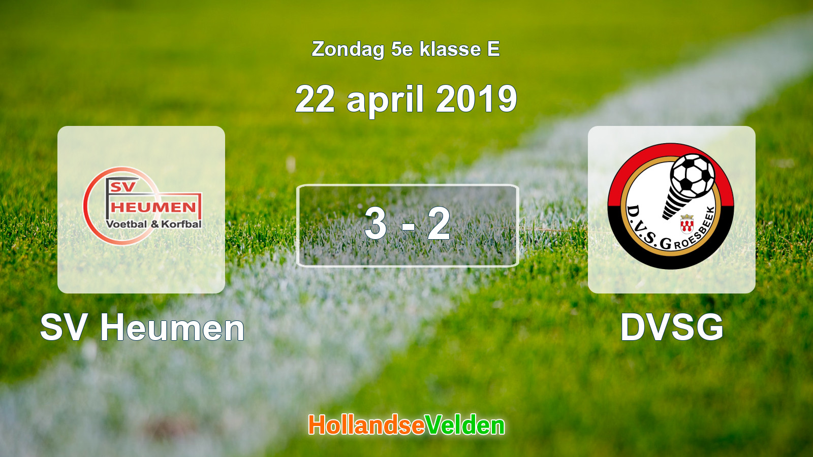 Gespeelde wedstrijd: SV Heumen - DVSG 3 - 2 (22 april 2019)