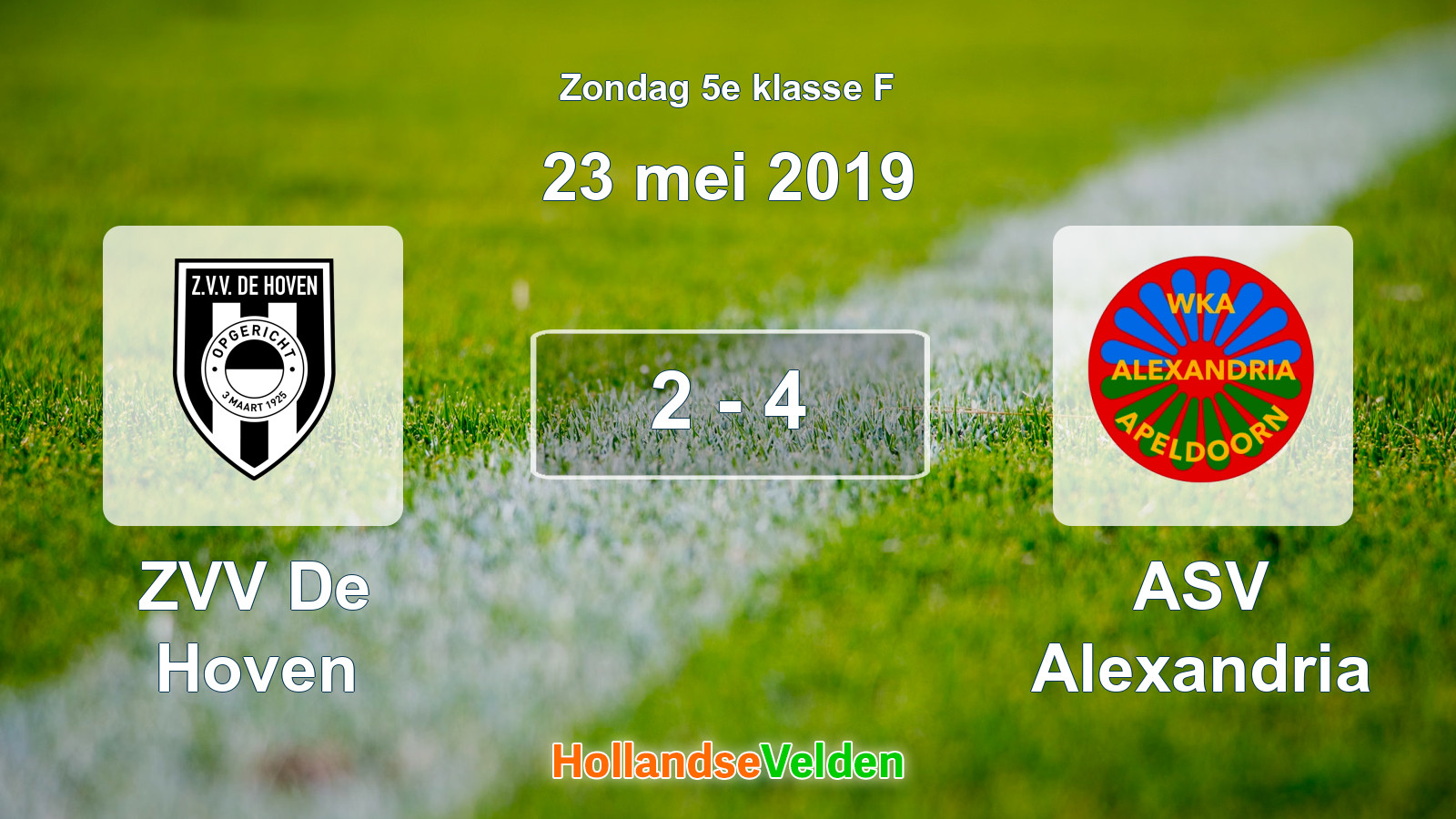 Gespeelde wedstrijd: ZVV De Hoven - ASV Alexandria 2 - 4 (23 mei 2019)