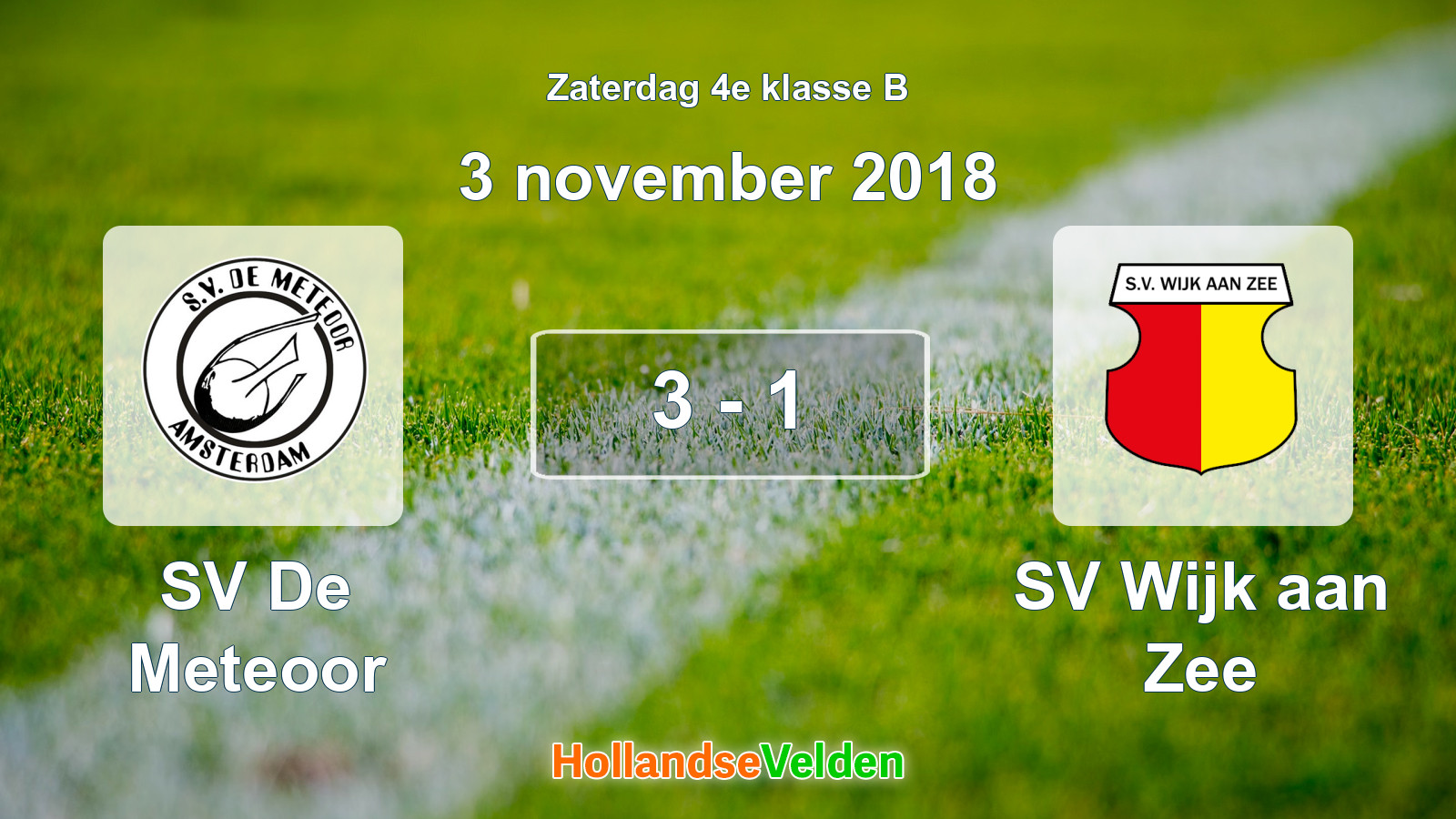 Gespeelde wedstrijd: SV De Meteoor - SV Wijk aan Zee 3 - 1 (3 november 2018)
