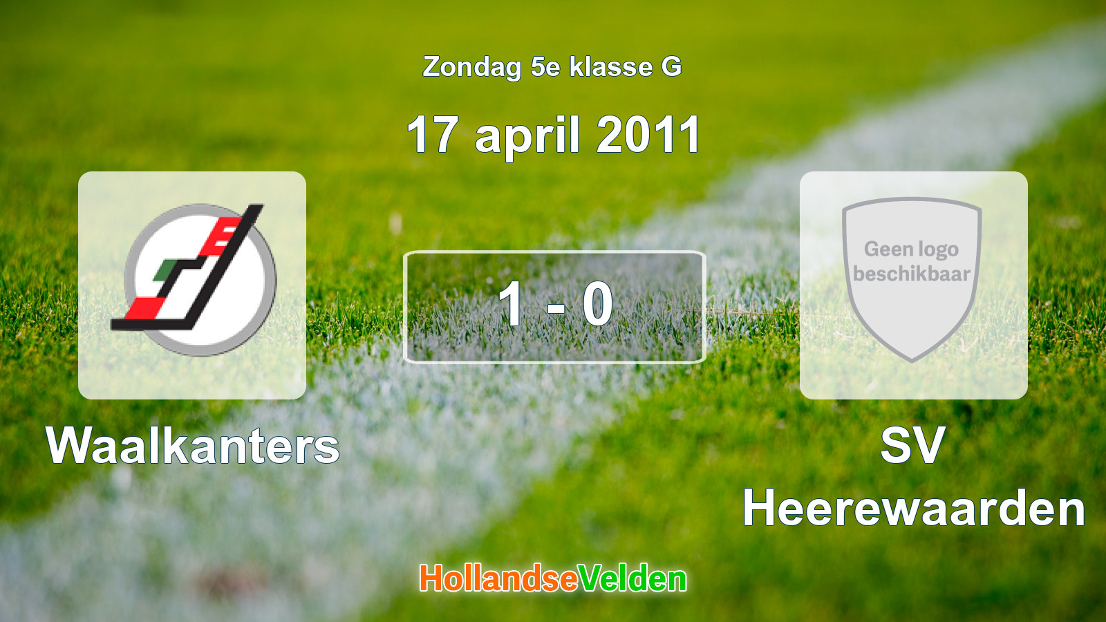 Gespeelde wedstrijd: Waalkanters - SV Heerewaarden 1 - 0 (17 april 2011)